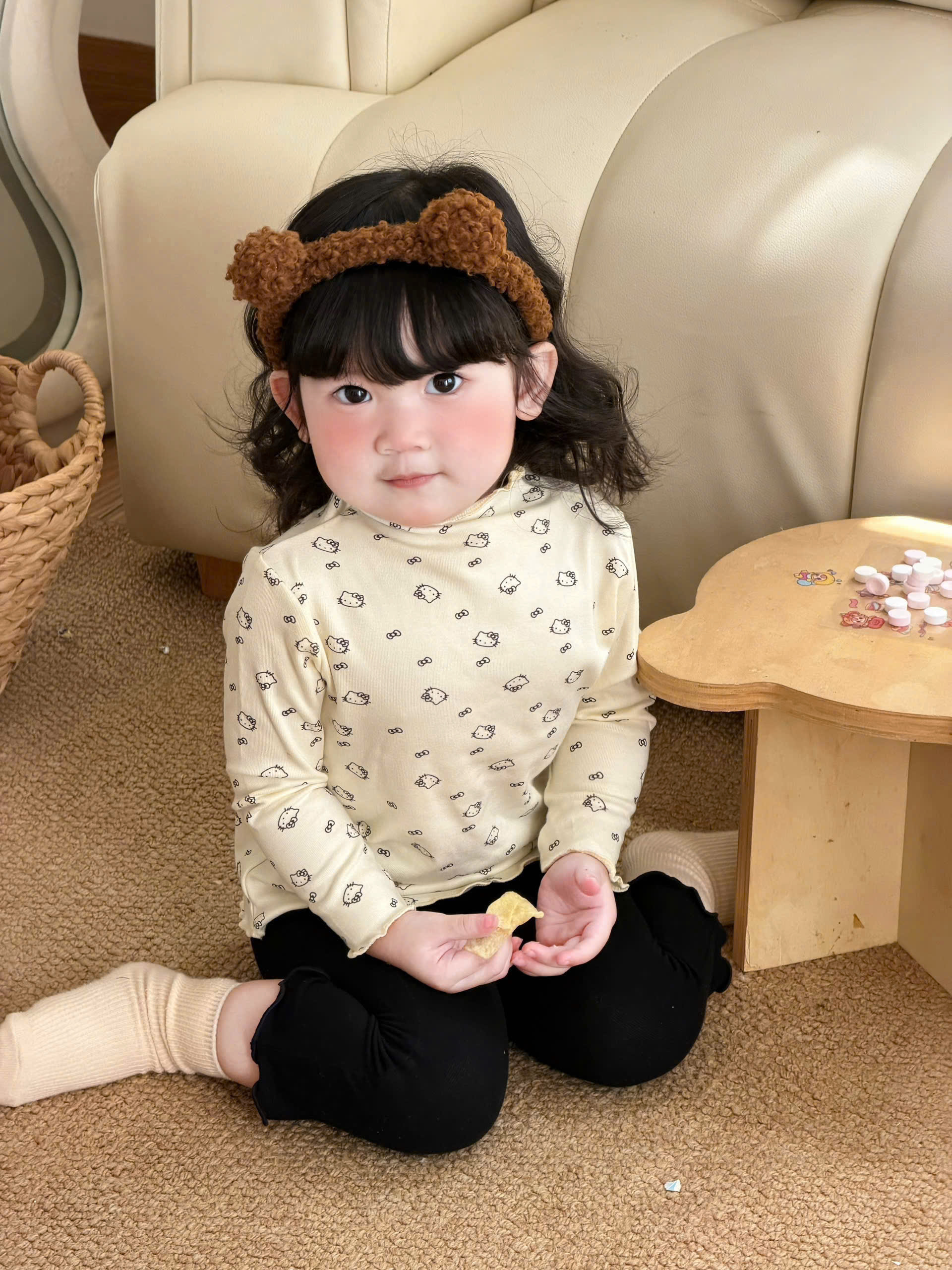 GOM B631 - SET 3 ÁO GIỮ NHIỆT BÉ GÁI HỒNG NƠ KEM /