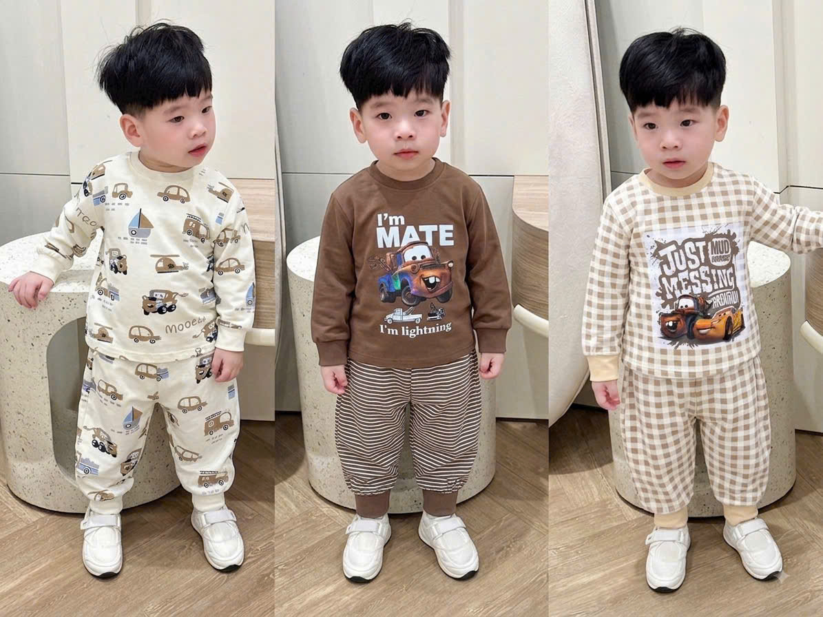 GOM B635 - SET 3 BỘ Ô TÔ KEM NÂU KẺ /
