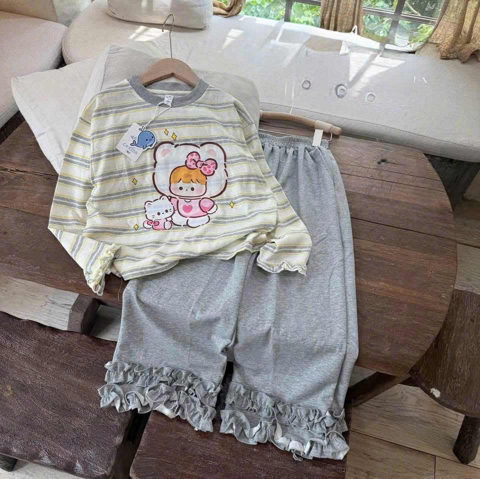 GOM B640 - SET BỘ KẺ QUẦN DÀI BÈO MÈO BÉ GÁI