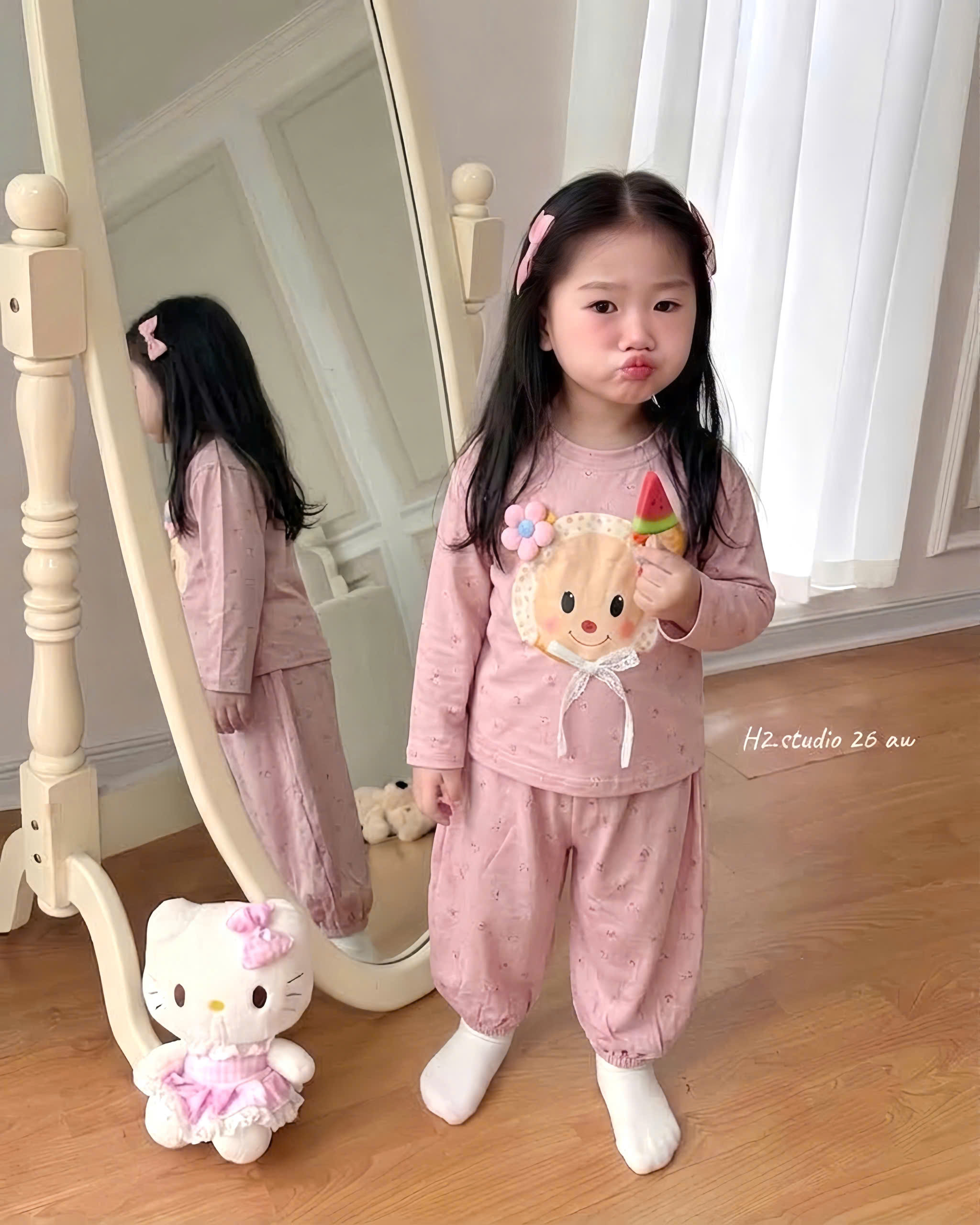 B854 - BỘ GẤU HOA NỔI REN NƠ