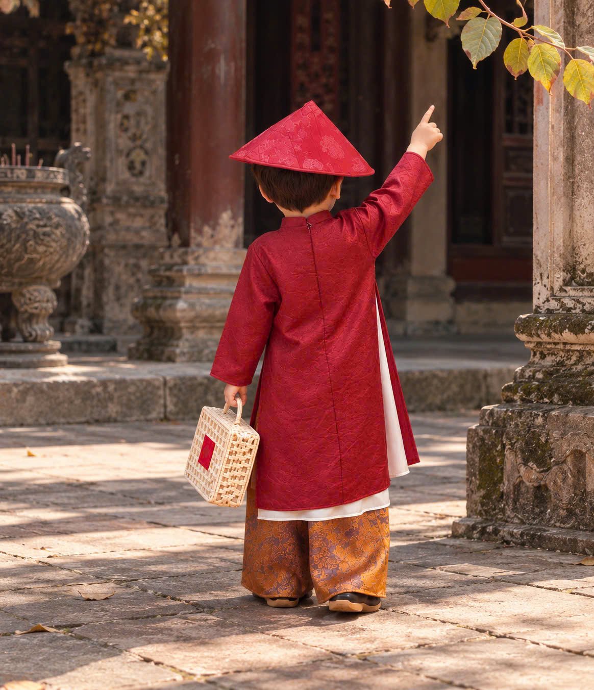 GOM C166 - ÁO DÀI BÉ TRAI ÁNH KIM 3 MÀU