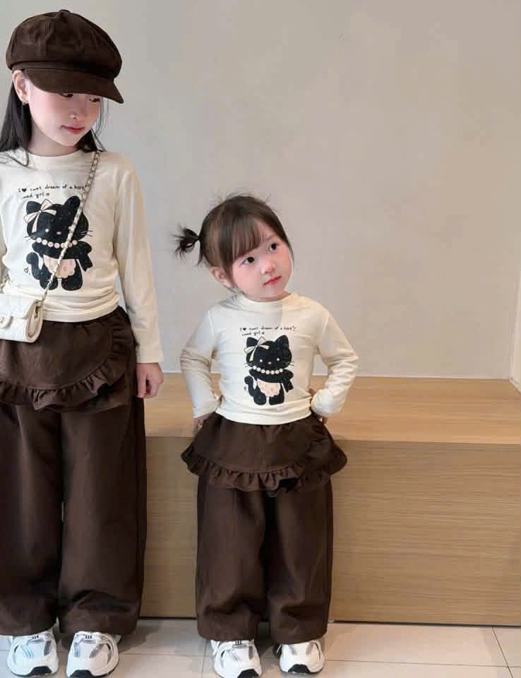 C220 - SET ÁO KITTY TRẮNG QUẦN NÂU BÈO