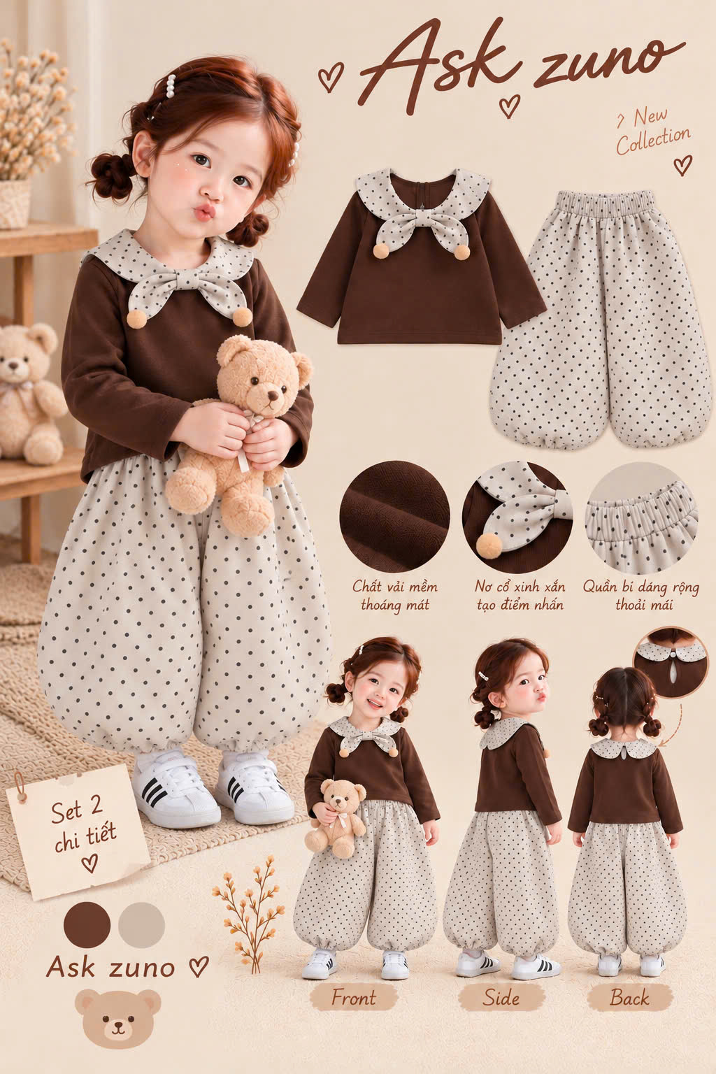 GOM C355 - SET BÉ GÁI NÂU CỔ NƠ BI