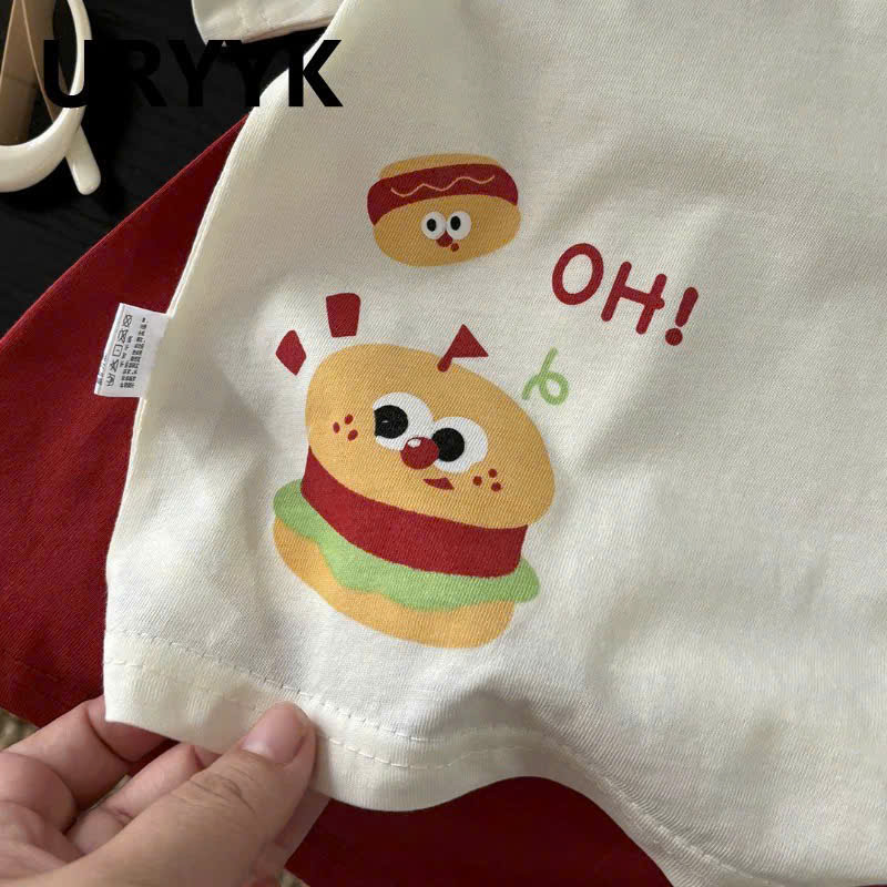 XẢ A318 - SET ÁO CỘC QUẦN CỘC BURGER – FRIES CHO BÉ