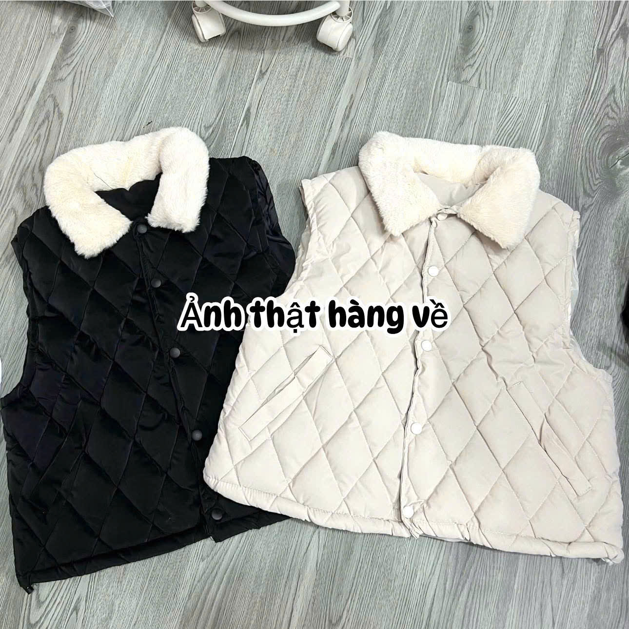 XẢ A101 - ÁO GILE TRÁM PHỐI CỔ LÔNG