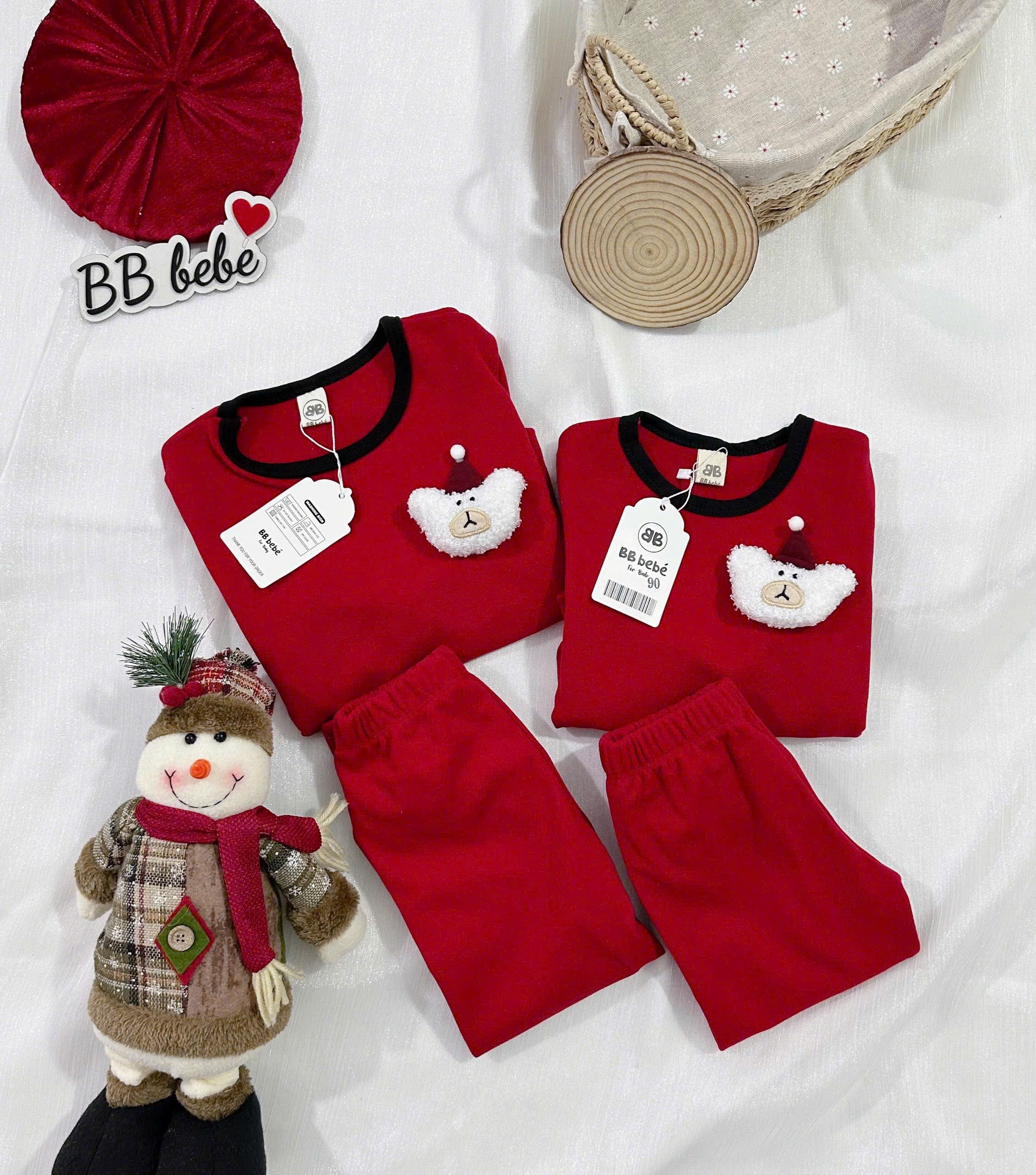 XẢ A149 - SET BỘ ĐỎ TRƠN VIỀN CỔ ĐEN ÔNG GIÀ NOEL BÔNG