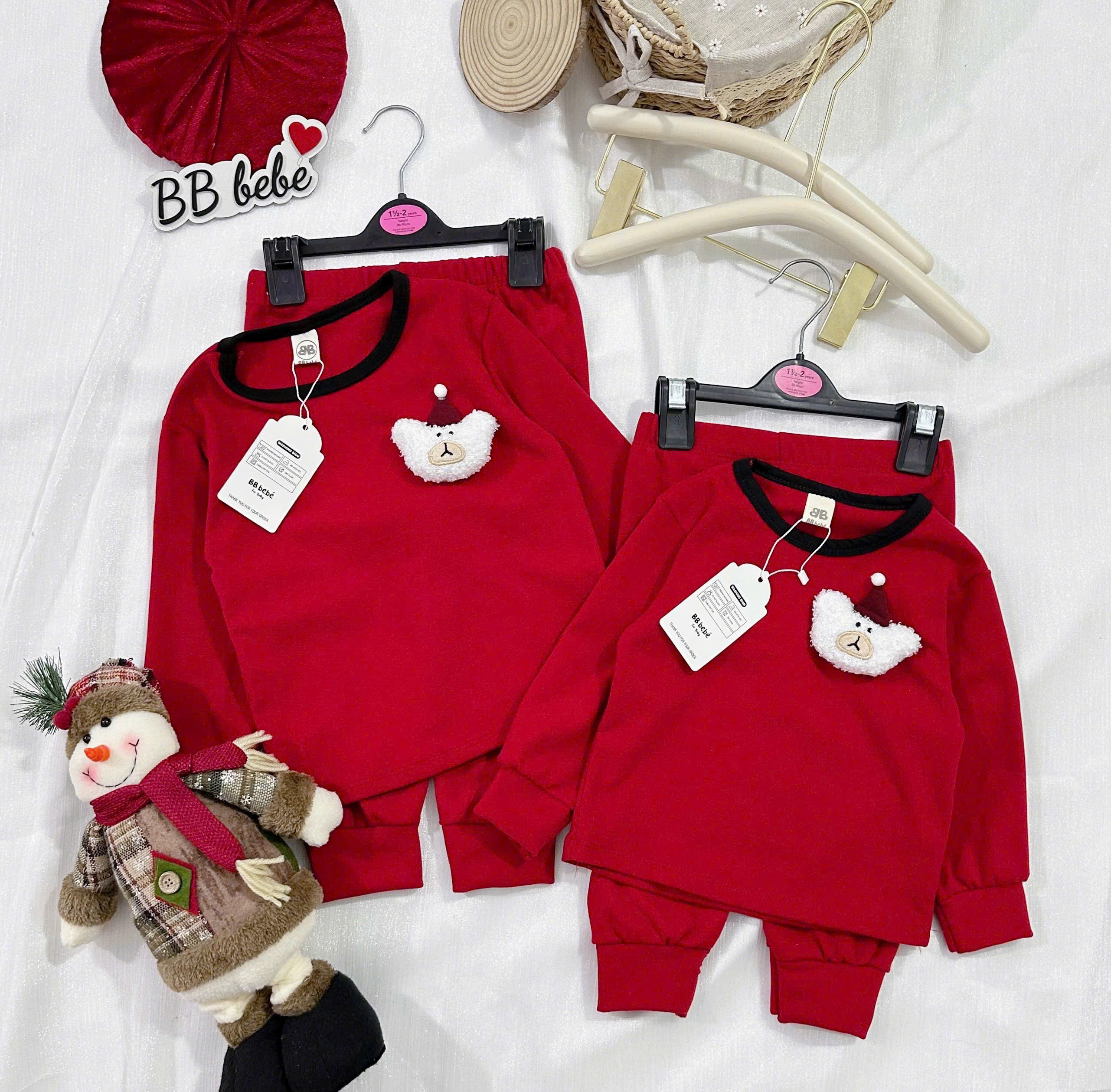 XẢ A149 - SET BỘ ĐỎ TRƠN VIỀN CỔ ĐEN ÔNG GIÀ NOEL BÔNG