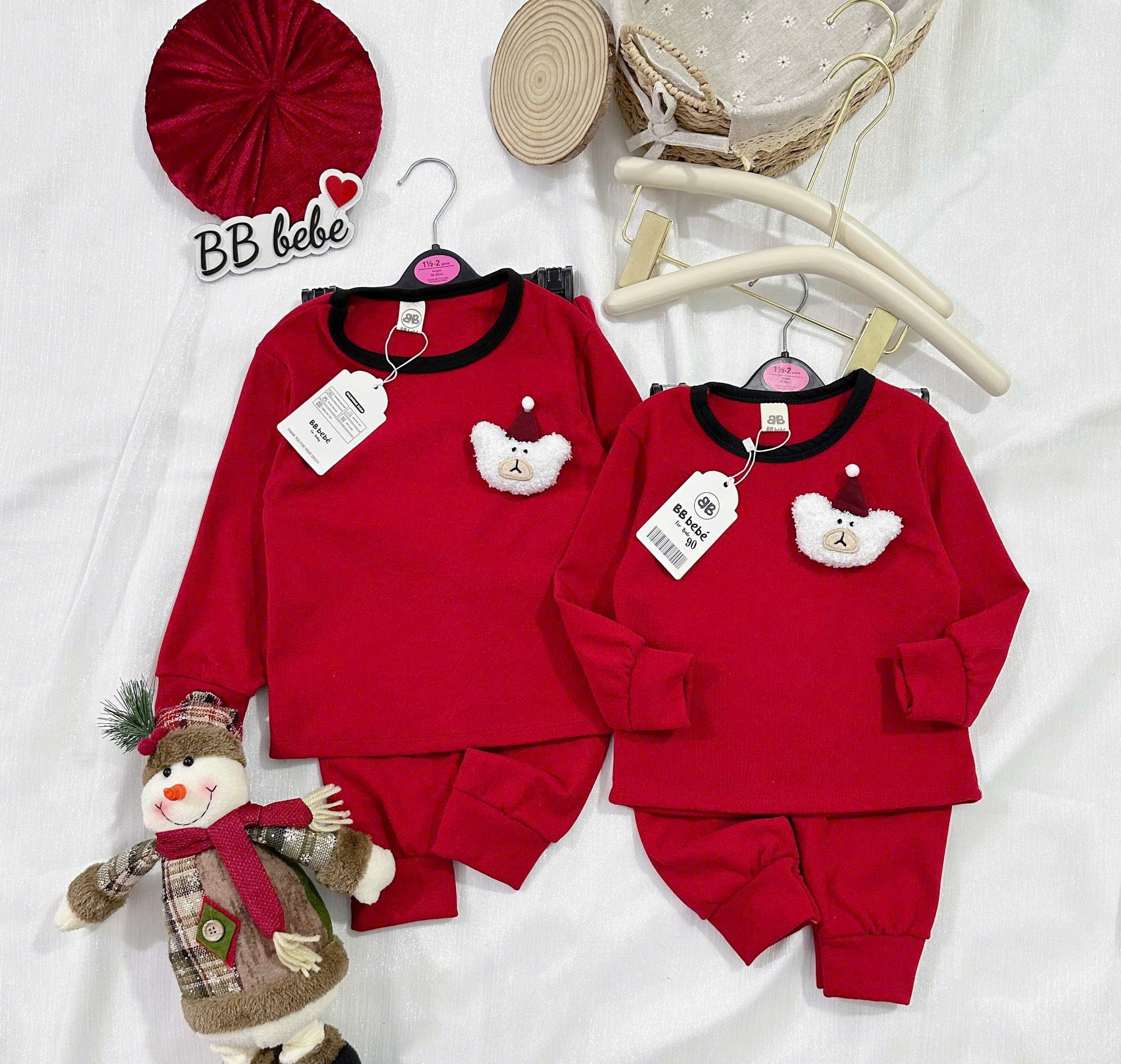 XẢ A149 - SET BỘ ĐỎ TRƠN VIỀN CỔ ĐEN ÔNG GIÀ NOEL BÔNG