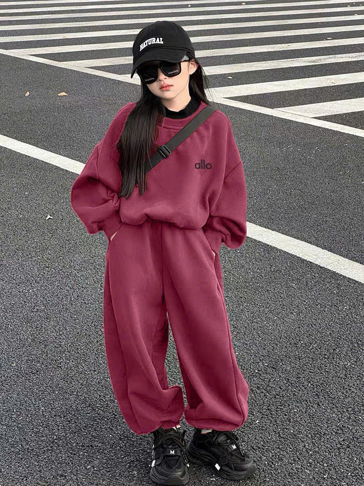 XẢ A295 - BỘ NỈ HỒNG ĐẬM ALO BÉ GÁI SIZE ĐẠI