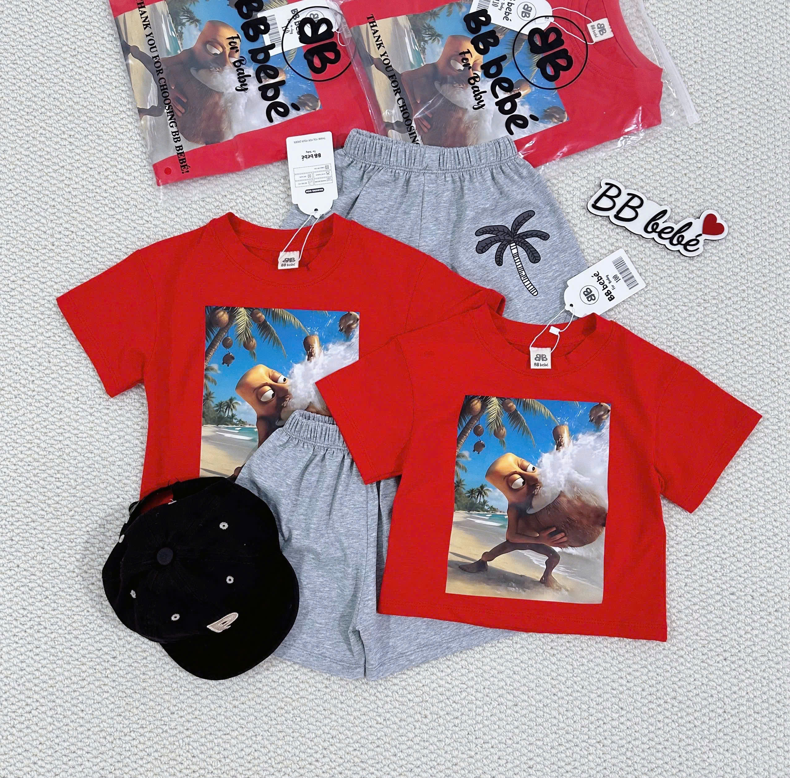 XẢ A511 - BỘ TUNGTUNG ÁO ĐỎ QUẦN GHI