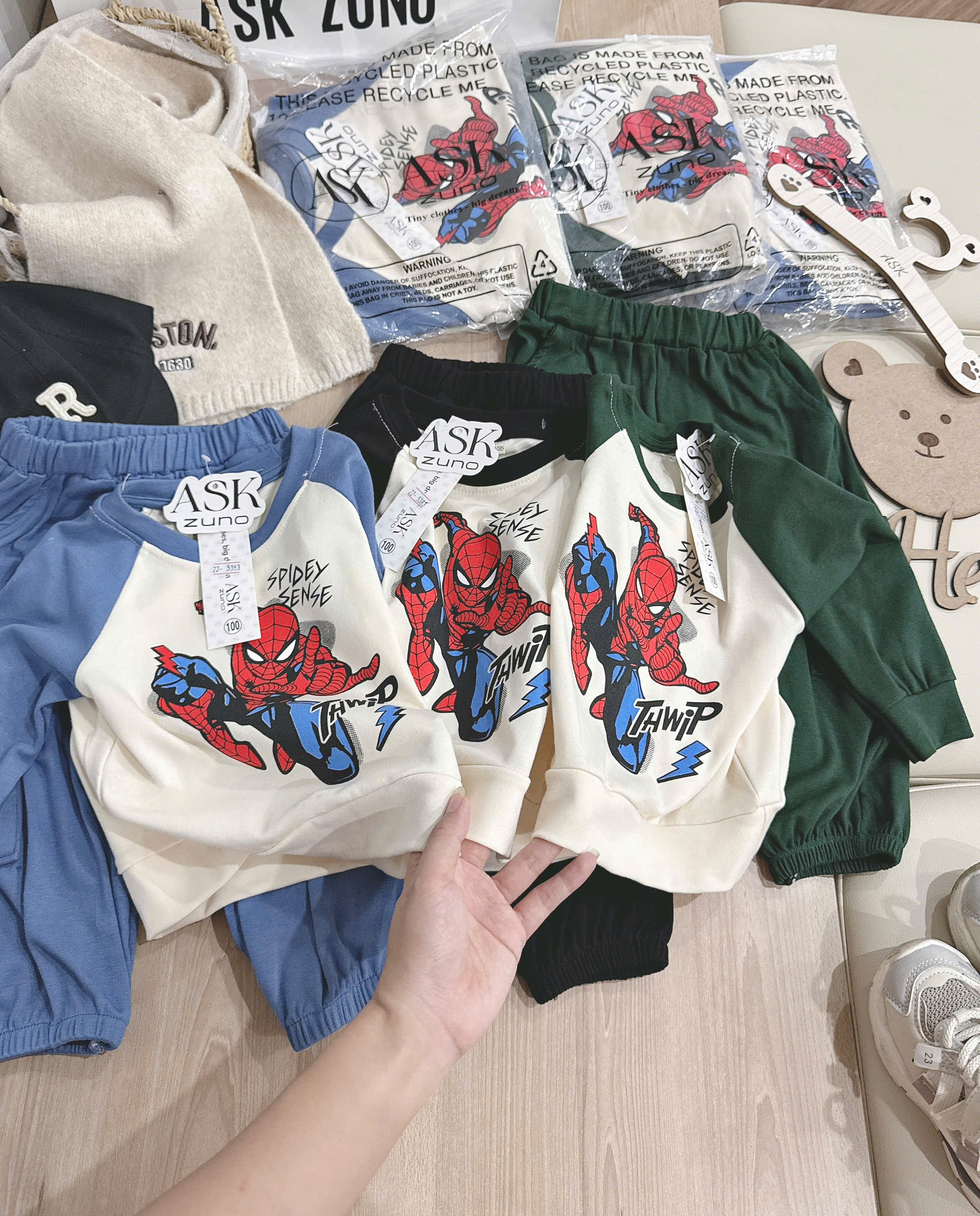 XẢ A539 - SET BỘ NGƯỜI NHỆN NỈ DÀI TAY QUẦN TÚI HỘP