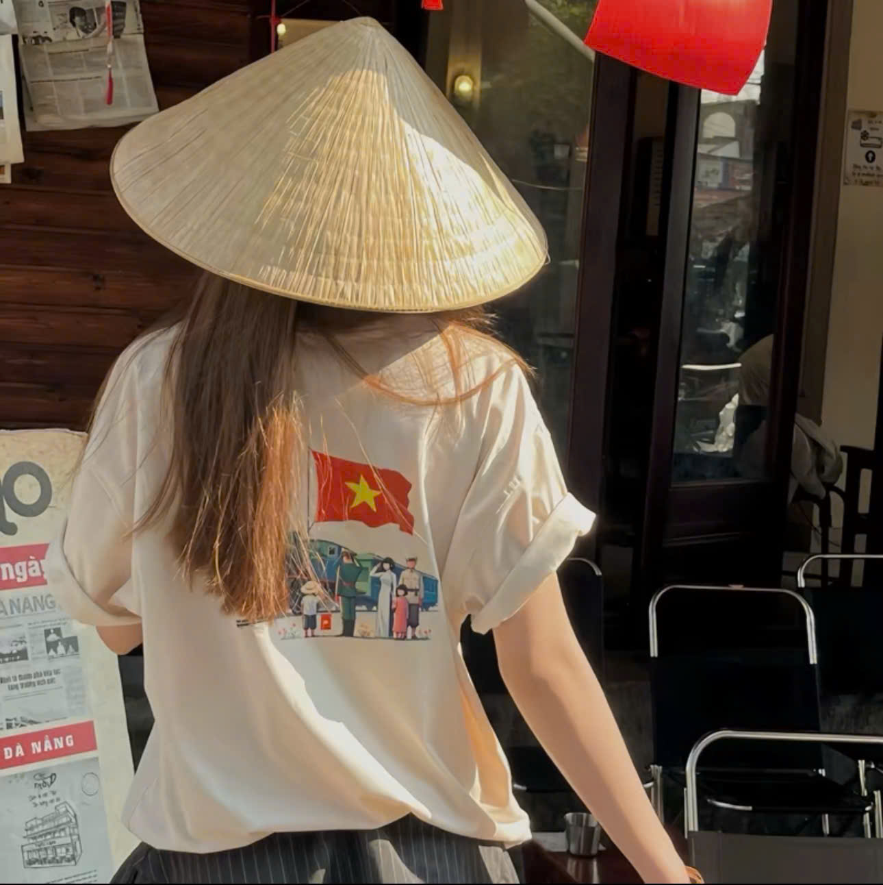 XẢ A570 - ÁO PHÔNG ĐÔI MẸ CON MÀU BE ĐỘC LẬP TỰ DO