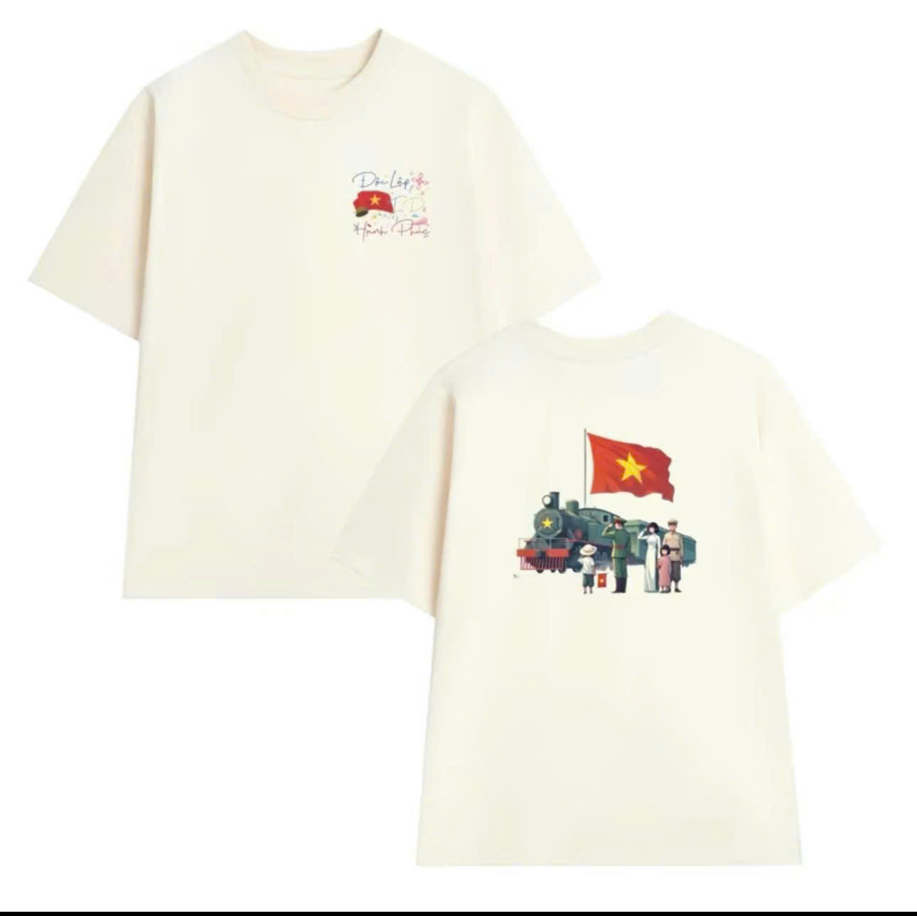XẢ A570 - ÁO PHÔNG ĐÔI MẸ CON MÀU BE ĐỘC LẬP TỰ DO