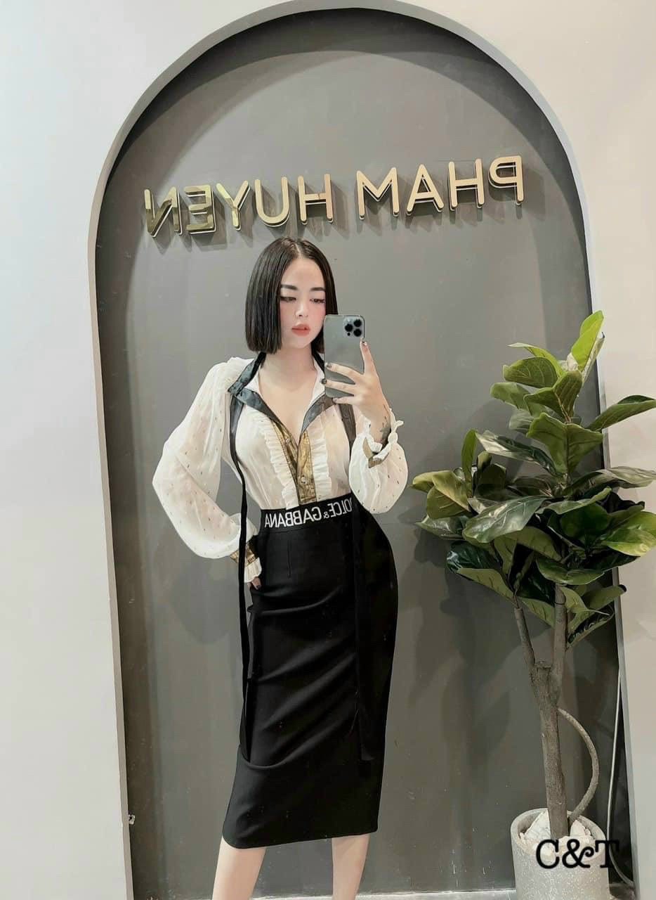 XẢ A662- CHÂN VÁY ĐEN DÀNG DÀI CẠP DG