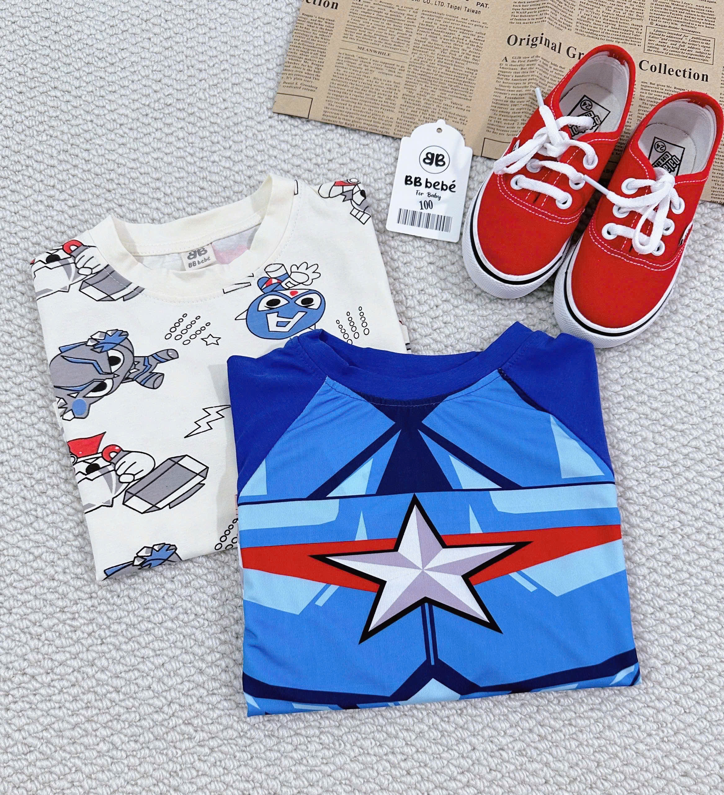 XẢ A728 - SET 2 BỘ NHỆN TRẮNG XANH DÀI TAY