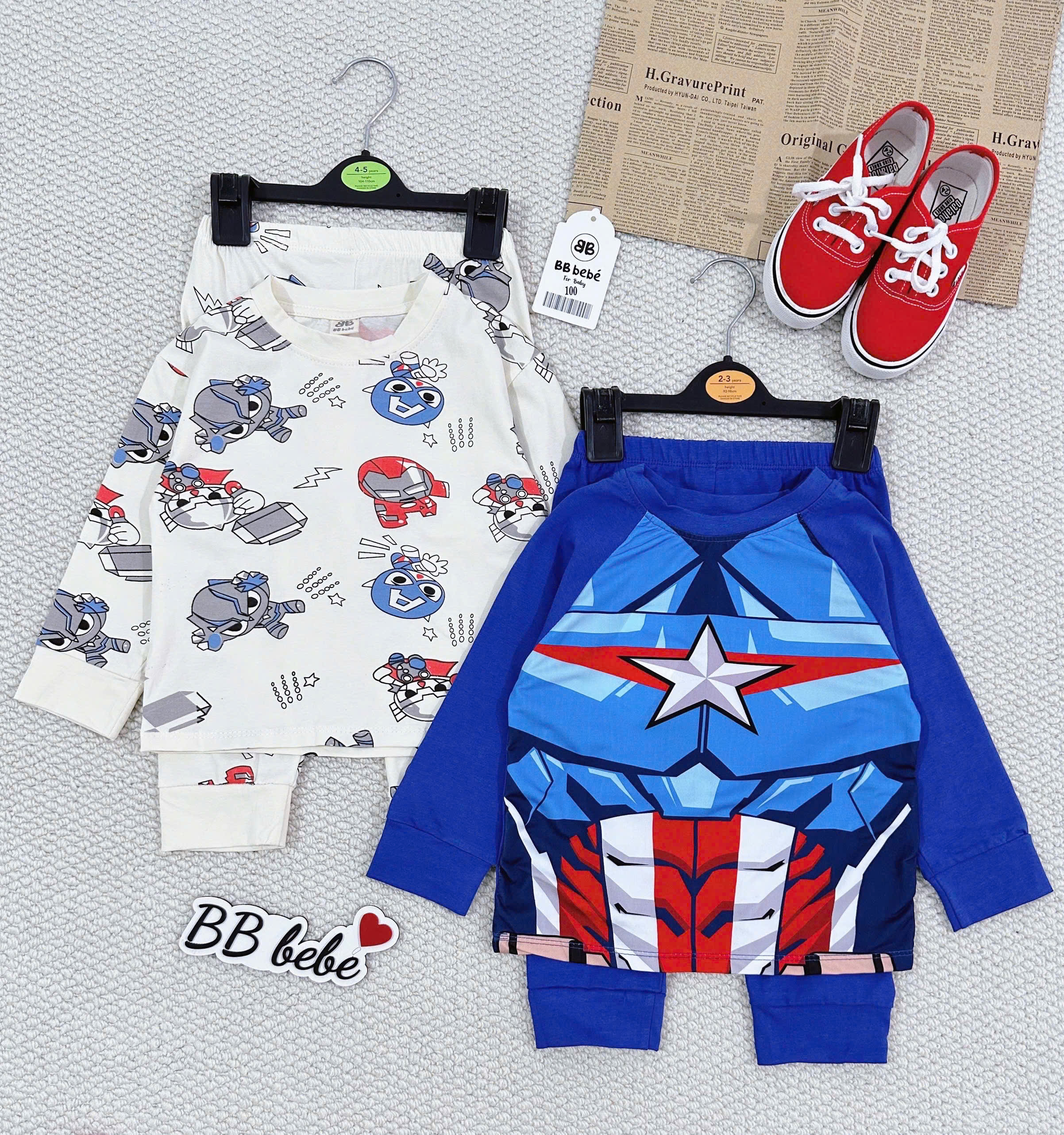 XẢ A728 - SET 2 BỘ NHỆN TRẮNG XANH DÀI TAY