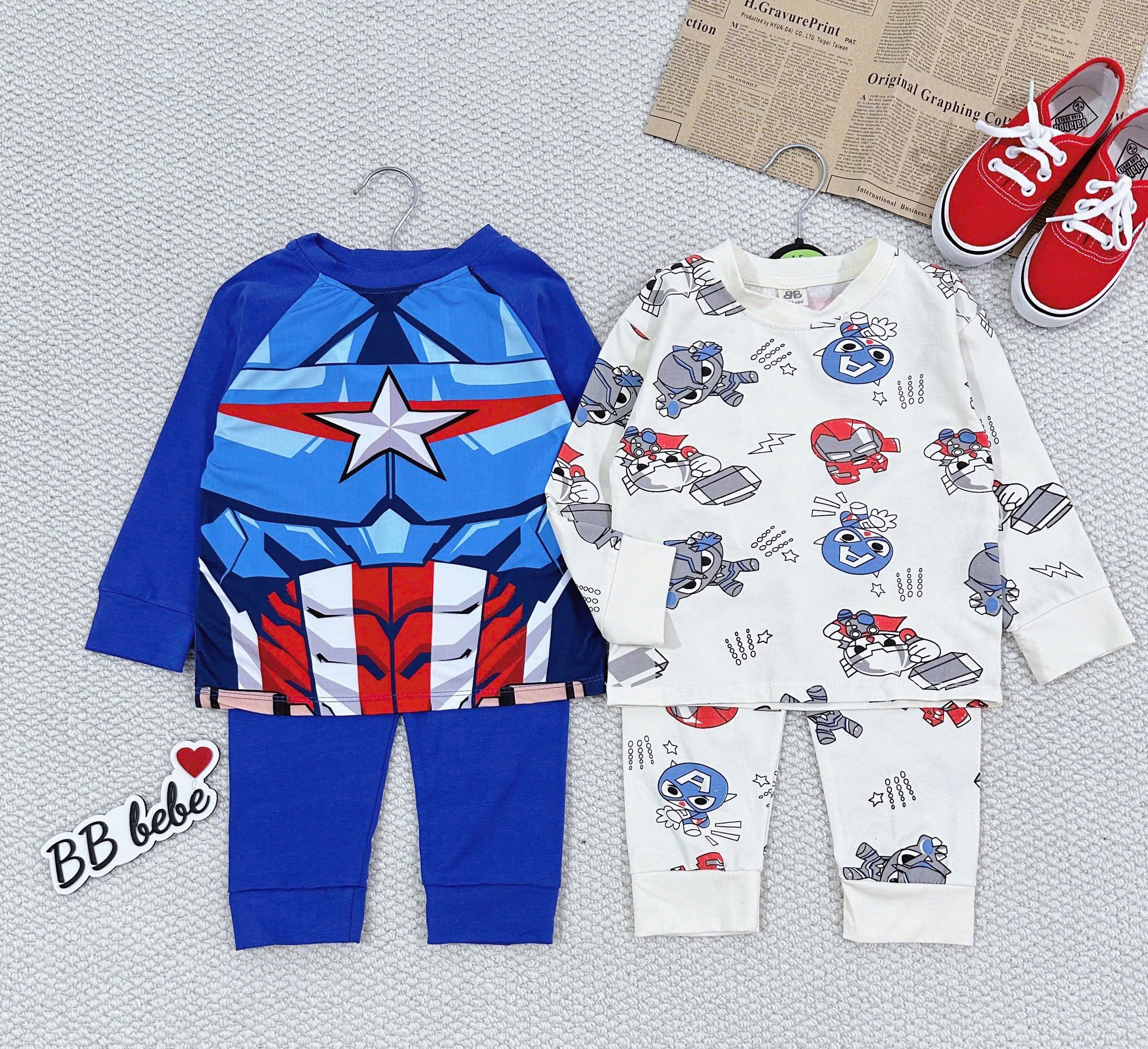 XẢ A728 - SET 2 BỘ NHỆN TRẮNG XANH DÀI TAY
