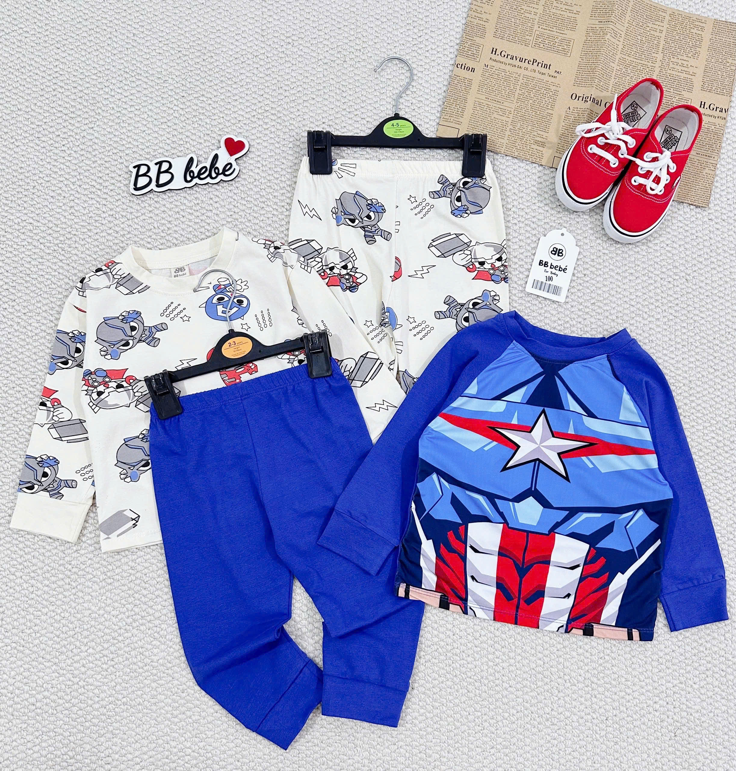 XẢ A728 - SET 2 BỘ NHỆN TRẮNG XANH DÀI TAY