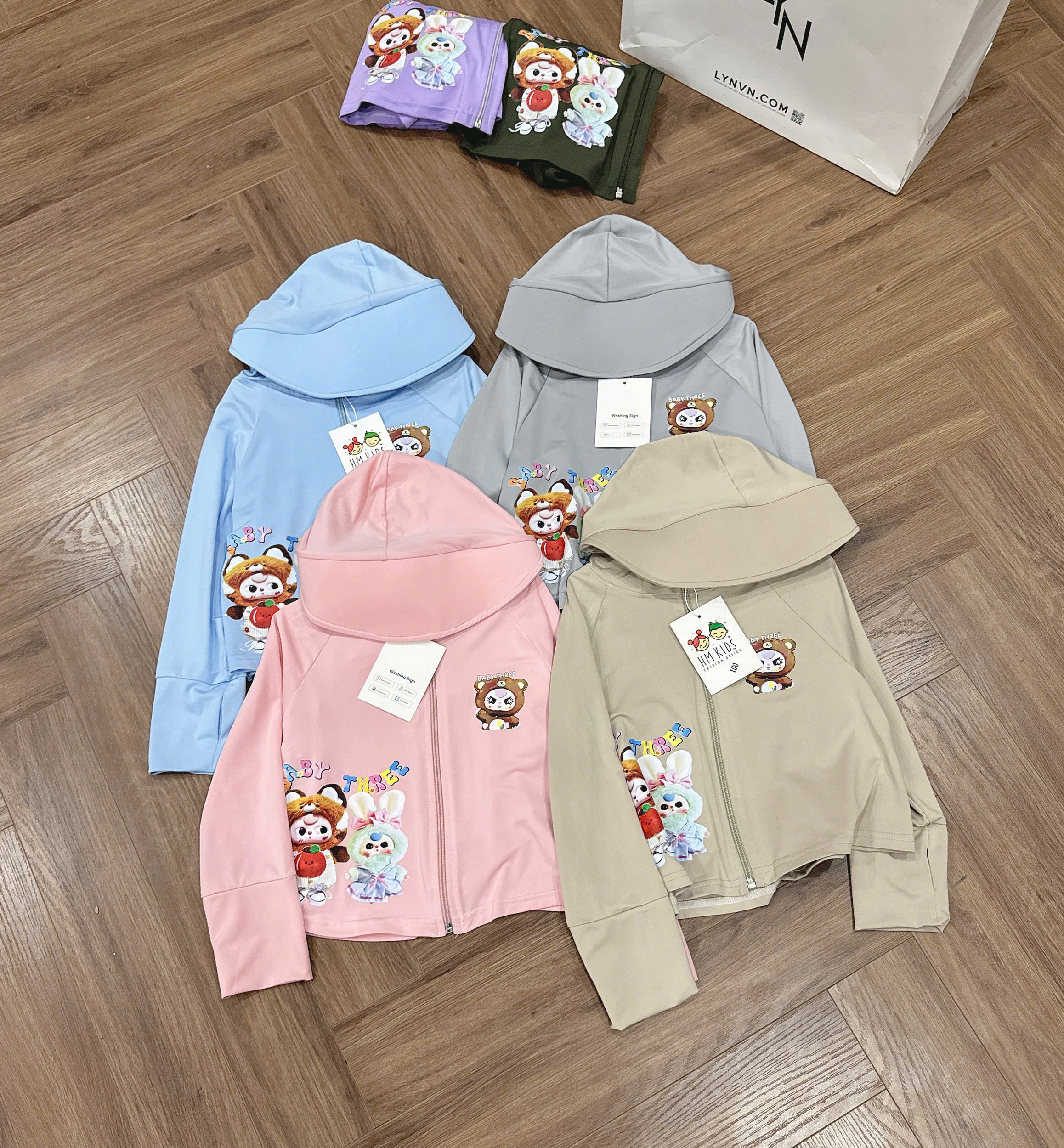 XẢ A816 - ÁO CHỒNG NẮNG BABYTHREE 6 MÀU CHO BÉ
