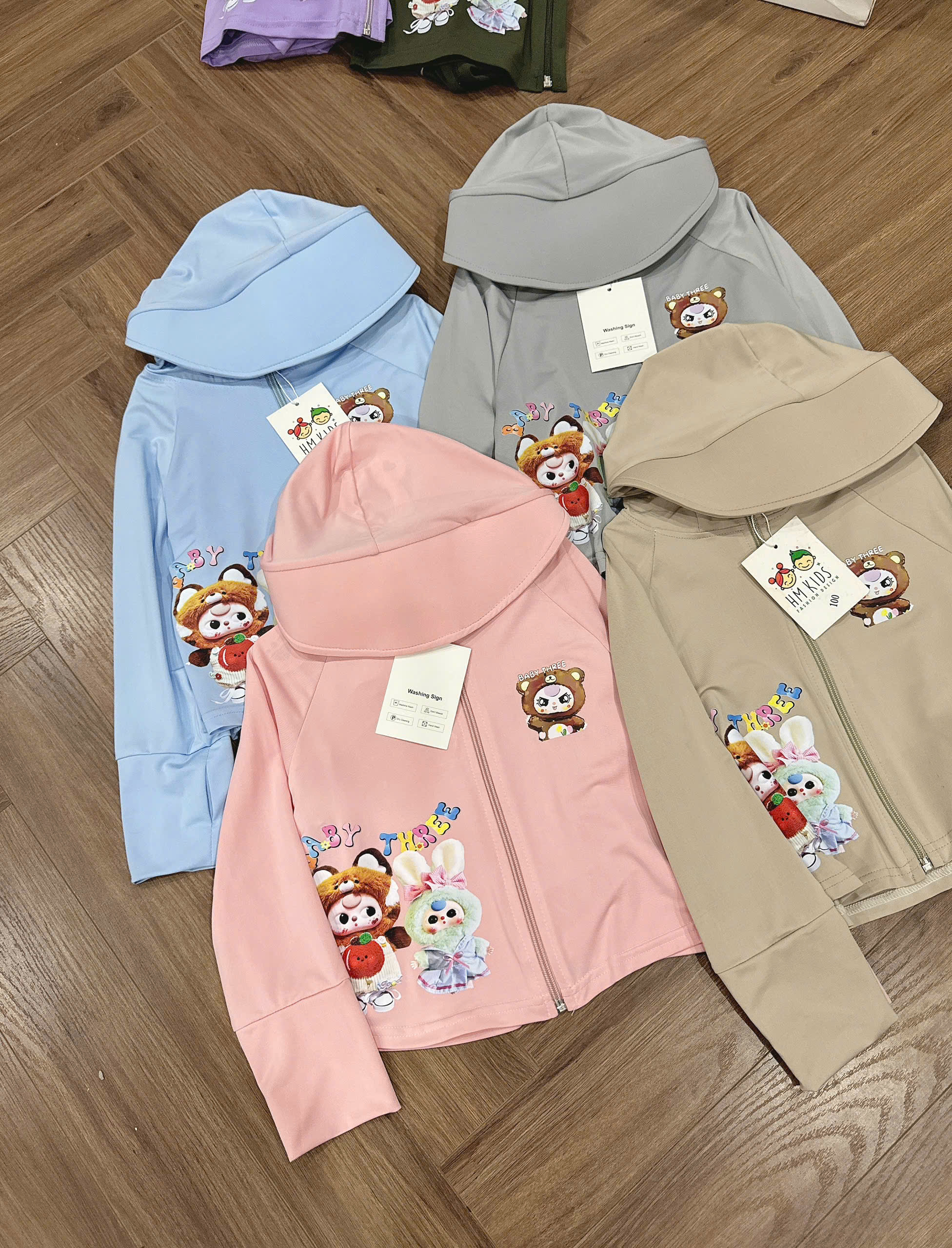 XẢ A816 - ÁO CHỒNG NẮNG BABYTHREE 6 MÀU CHO BÉ