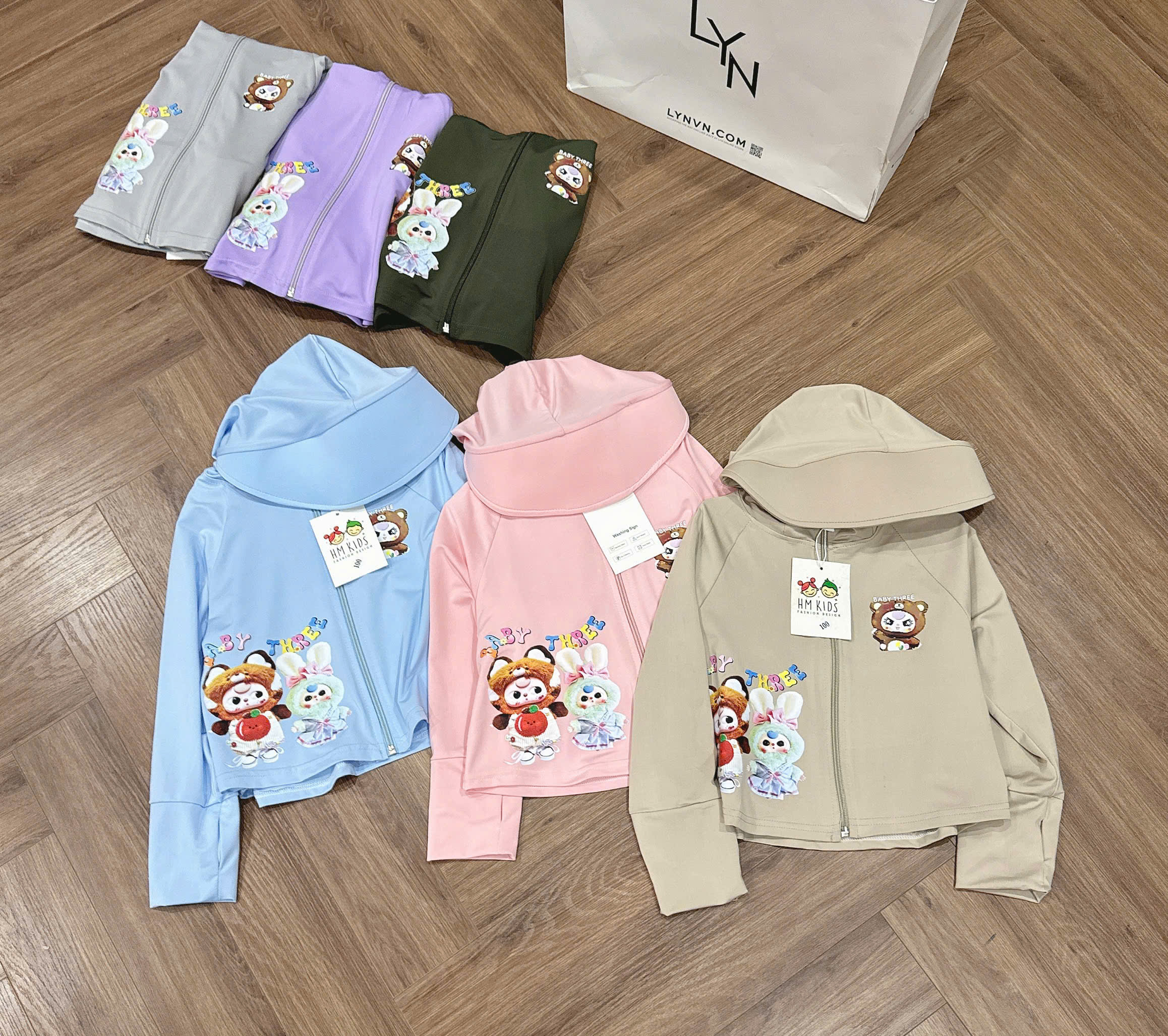 XẢ A816 - ÁO CHỒNG NẮNG BABYTHREE 6 MÀU CHO BÉ