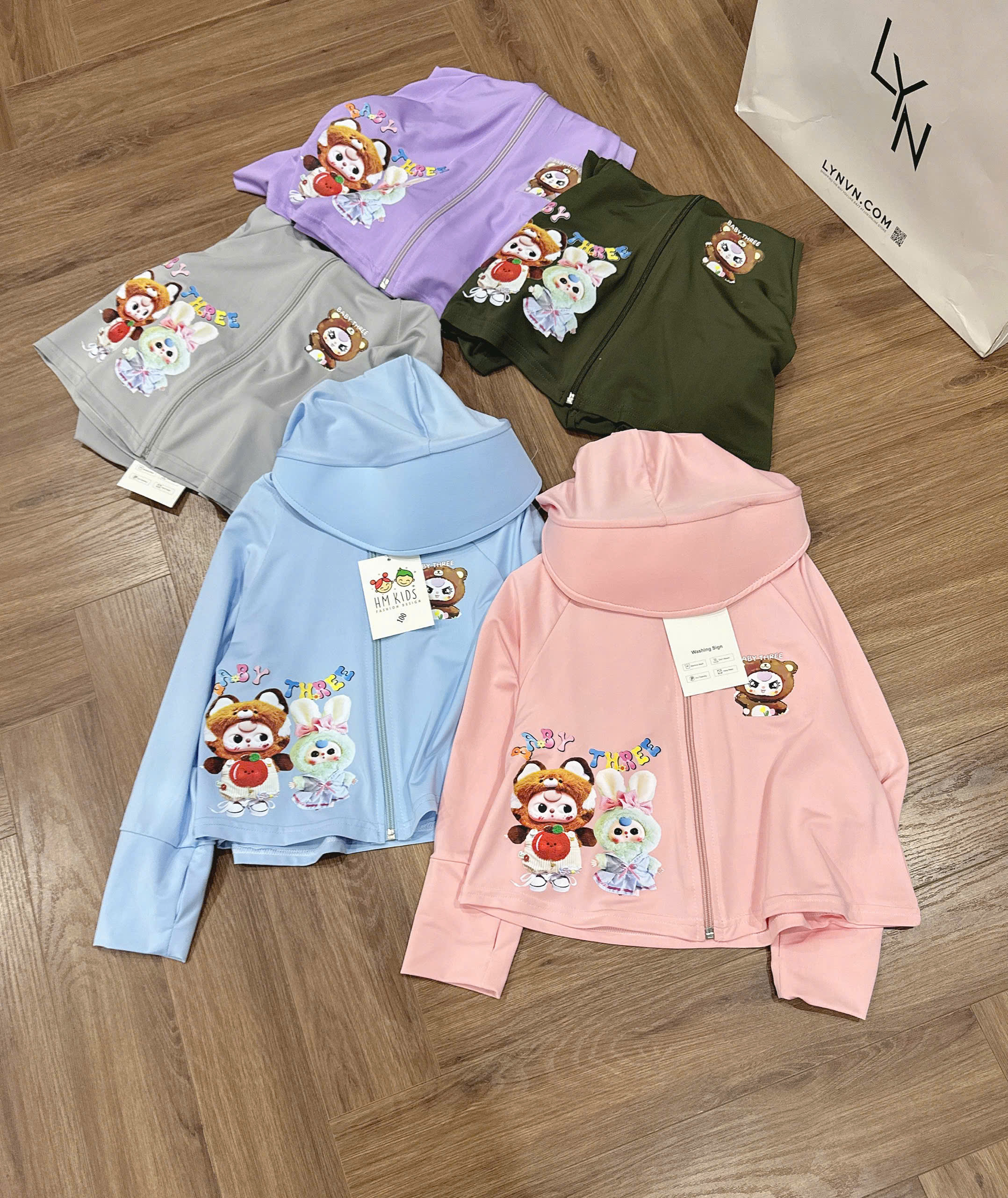 XẢ A816 - ÁO CHỒNG NẮNG BABYTHREE 6 MÀU CHO BÉ
