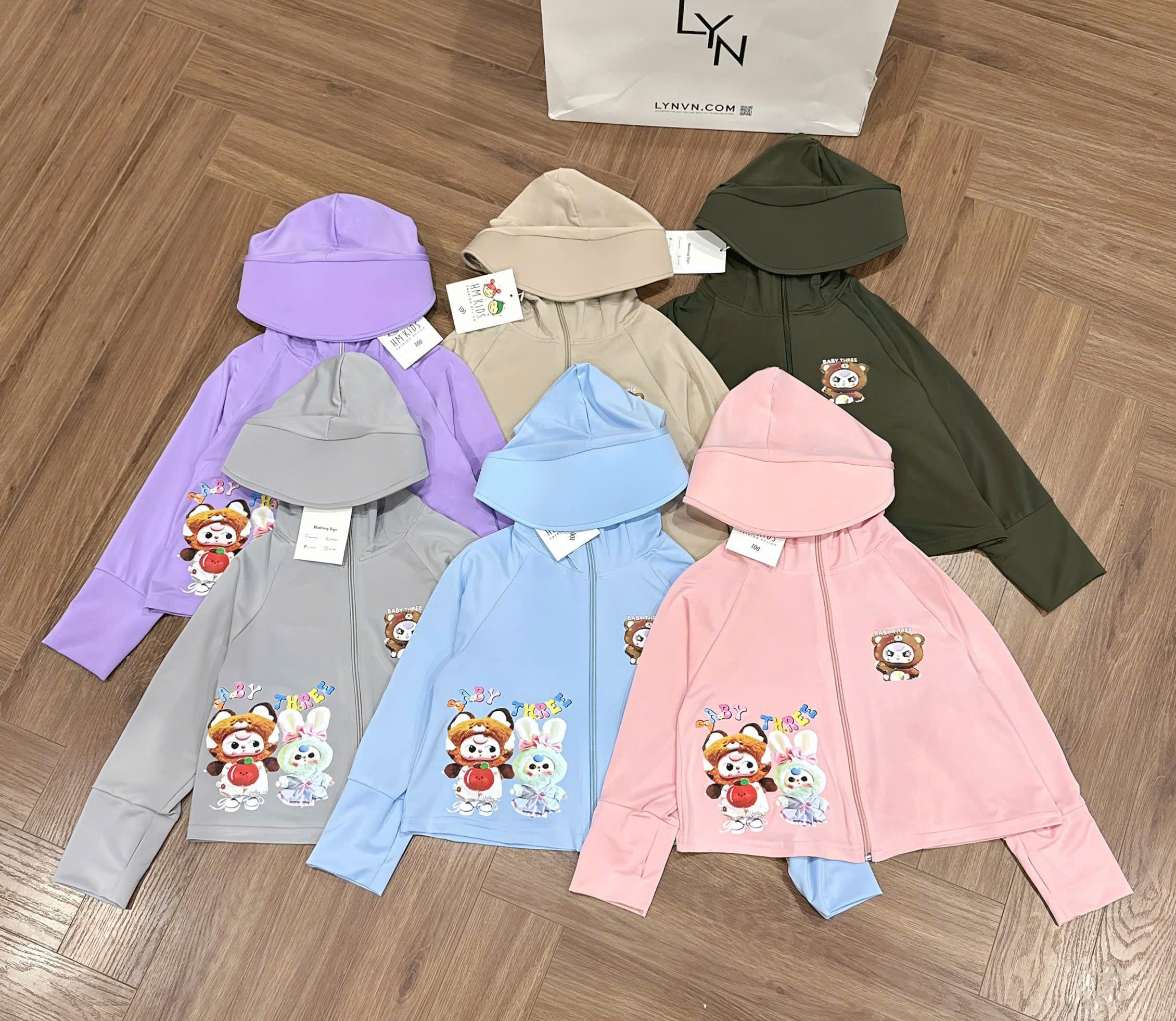 XẢ A816 - ÁO CHỒNG NẮNG BABYTHREE 6 MÀU CHO BÉ