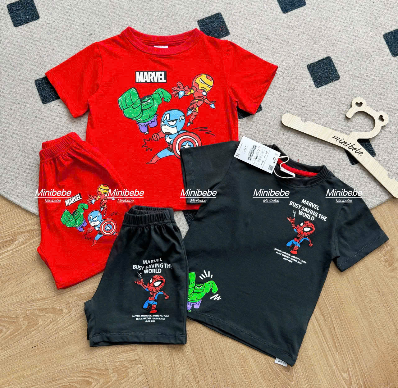 XẢ A922 - SET 2 BỘ MARVEL ĐEN ĐỎ BÉ TRAI