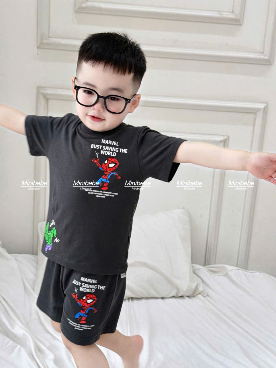 XẢ A922 - SET 2 BỘ MARVEL ĐEN ĐỎ BÉ TRAI