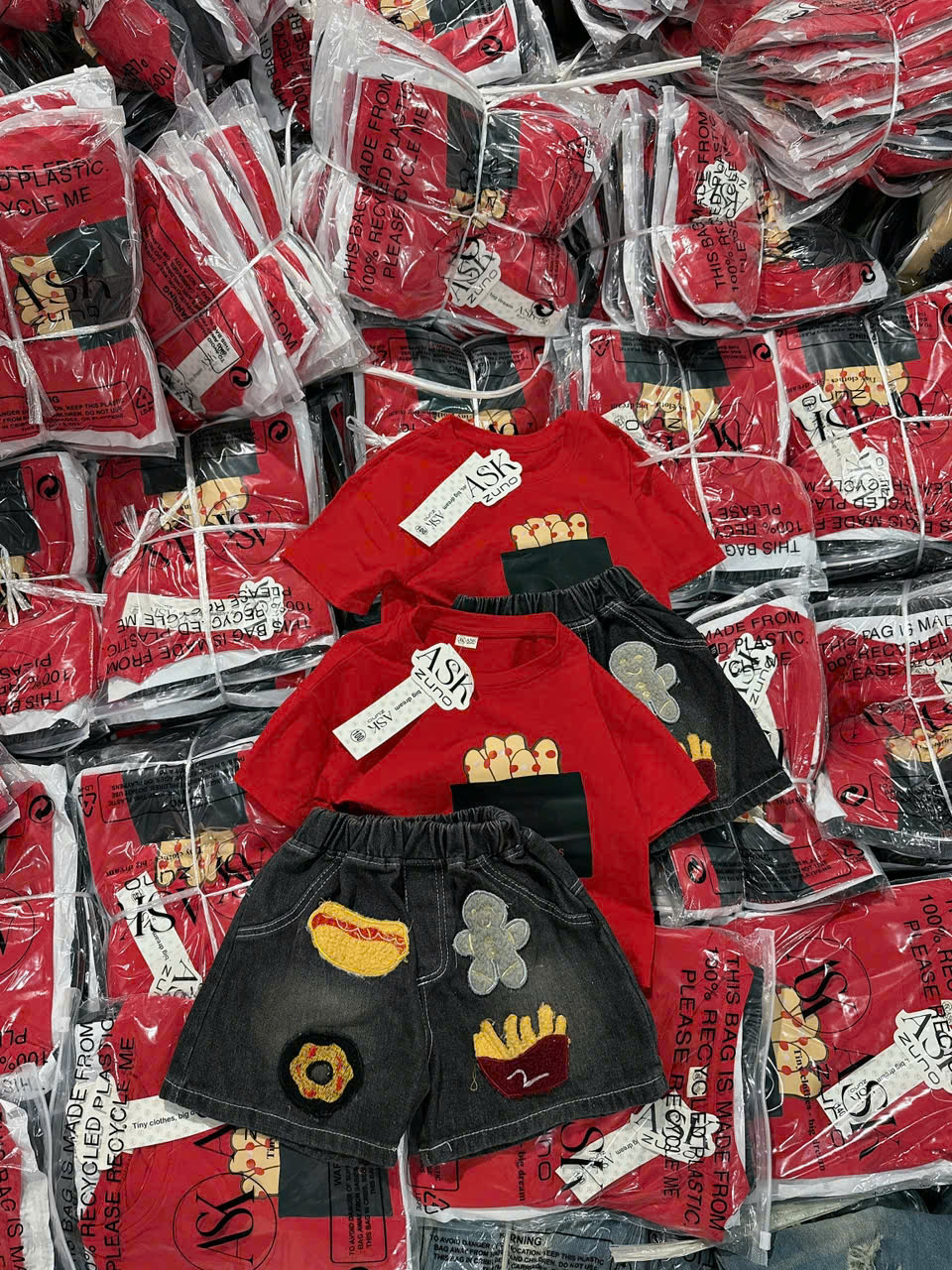 XẢ A976 - SET ÁO PHÔNG QUẦN JEAN ĐÍNH HÌNH