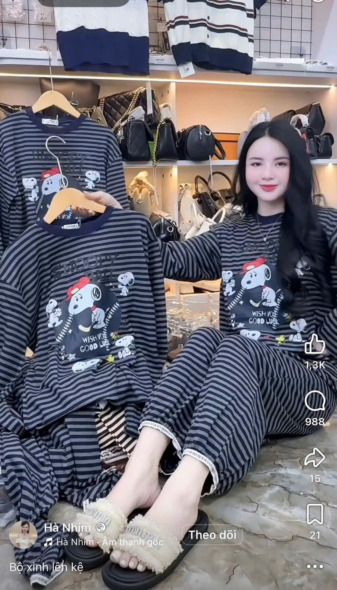 B170 - SET BỘ SNOOPY CHẤT ZIP KẺ NGANG