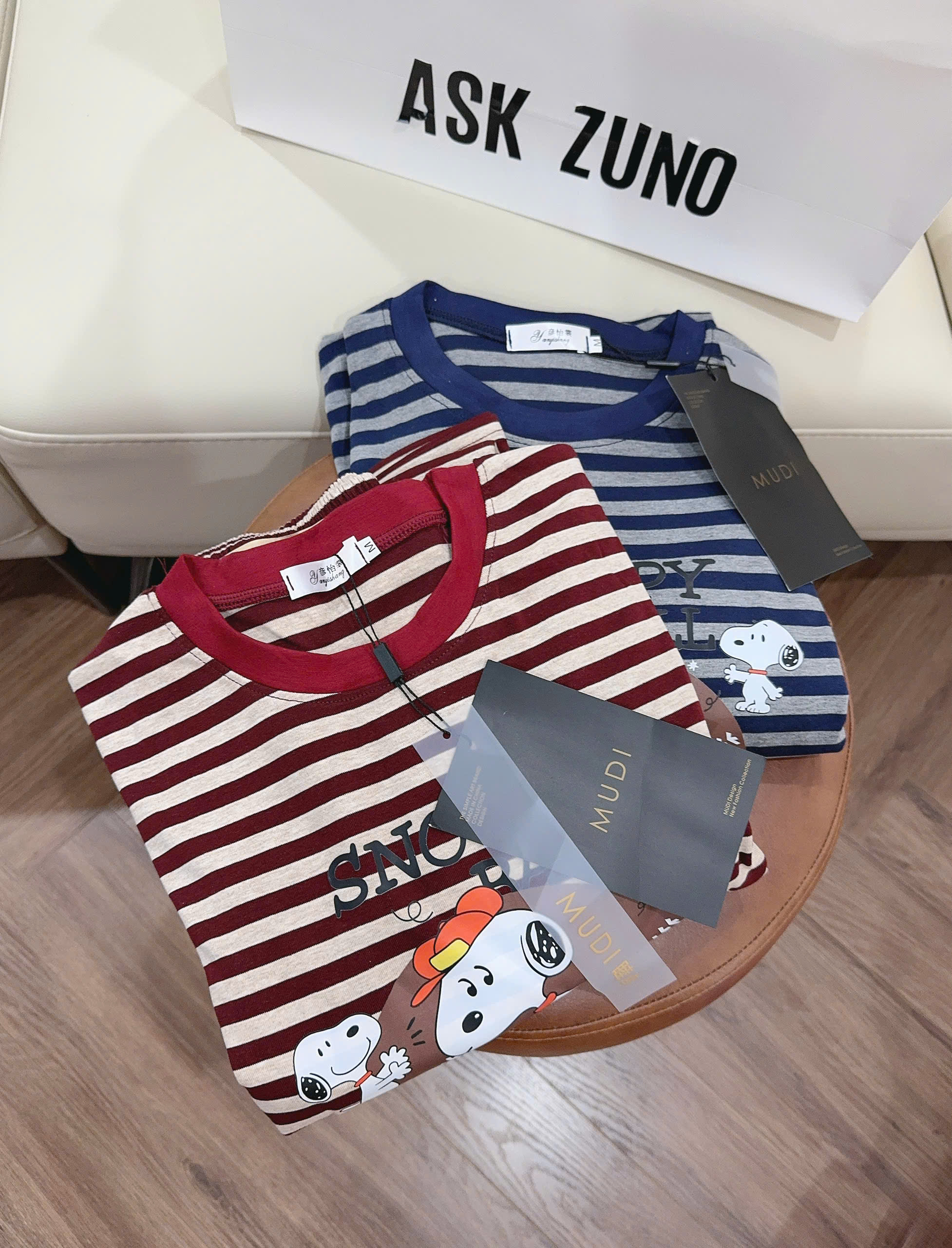 B170 - SET BỘ SNOOPY CHẤT ZIP KẺ NGANG
