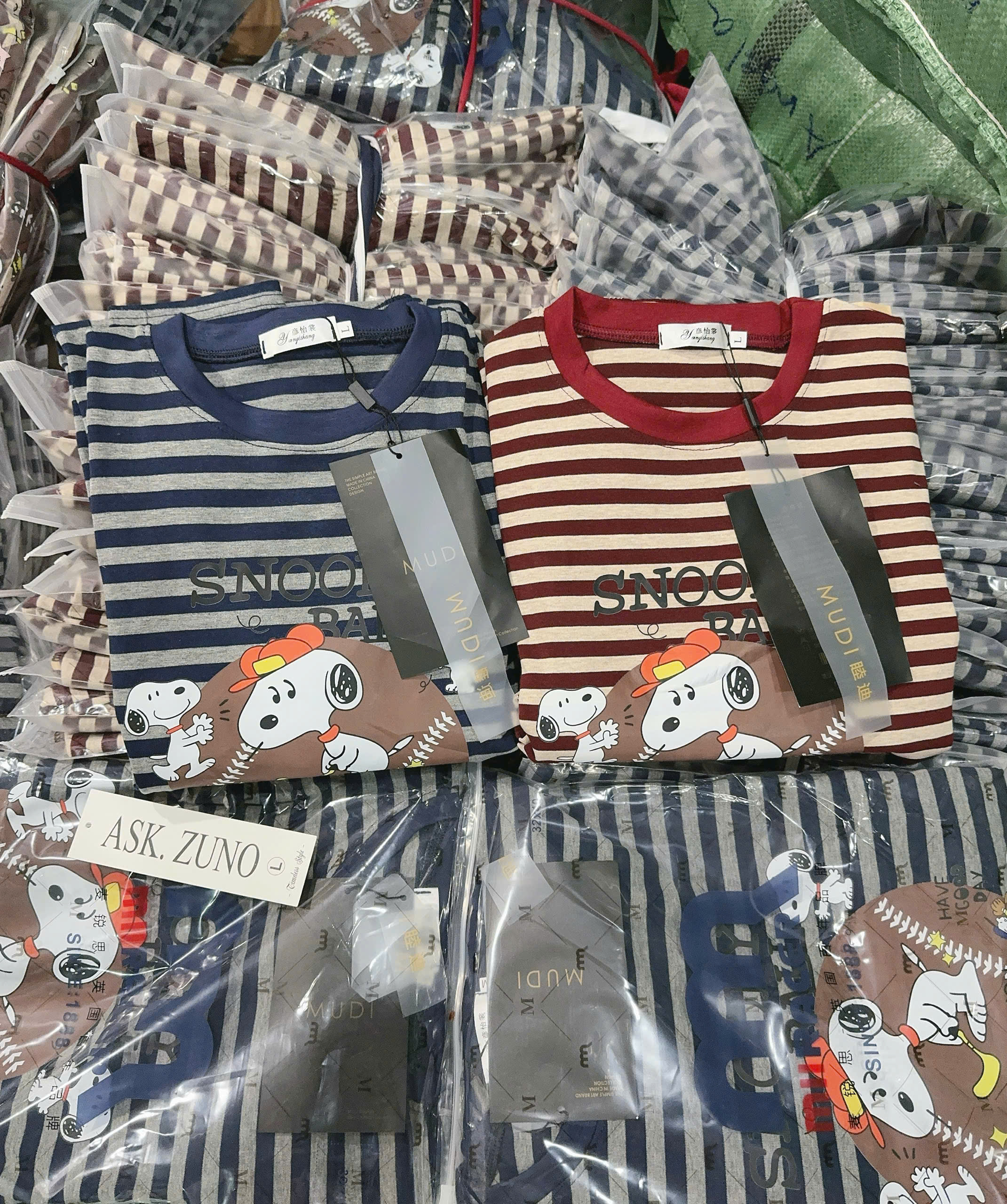 B170 - SET BỘ SNOOPY CHẤT ZIP KẺ NGANG