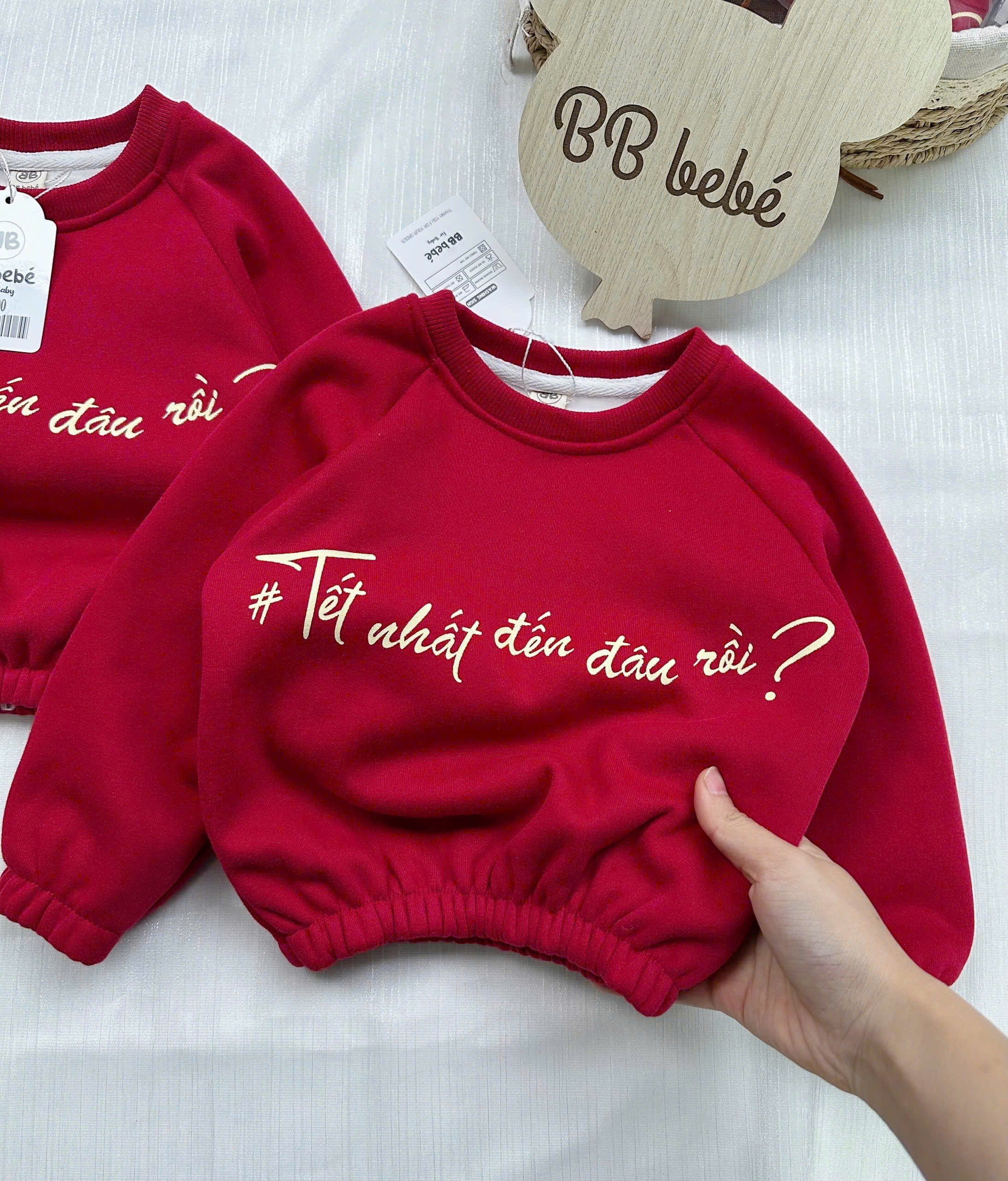 XẢ B171 - ÁO NỈ ĐỎ LÓT NHUNG CHỮ TẾT NHẤT ĐẾN ĐÂU RỒI