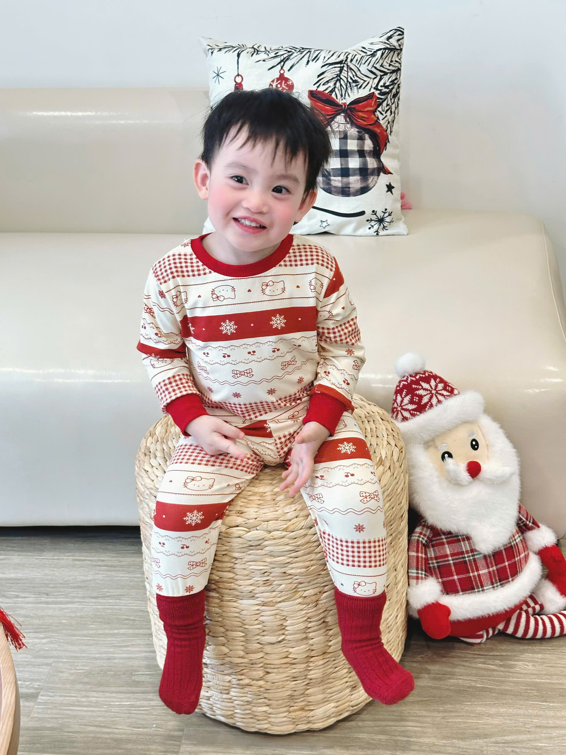 B520 - SET BỘ ZIP NOEL BÔNG TUYẾT KITTY PHỐI BE ĐỎ