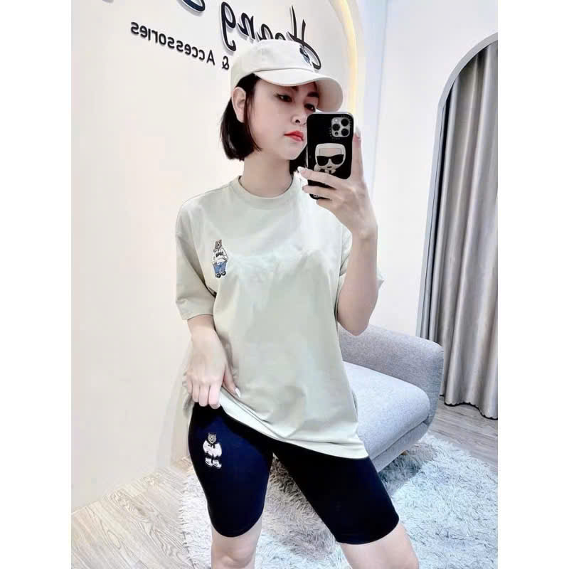 XẢ B593 - QUẦN LEGGING NỮ GẤU THÊU