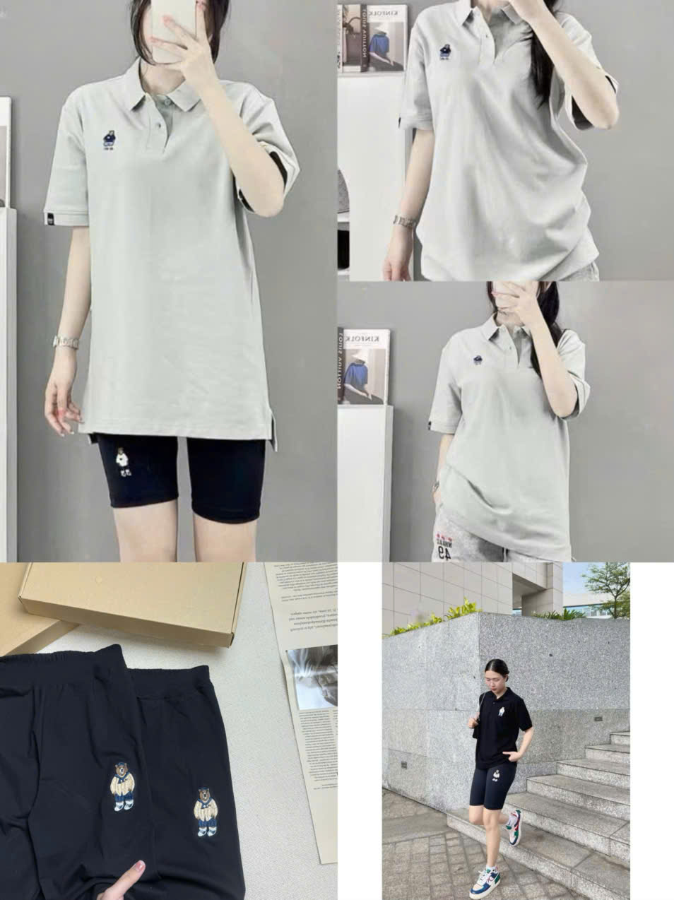 XẢ B593 - QUẦN LEGGING NỮ GẤU THÊU