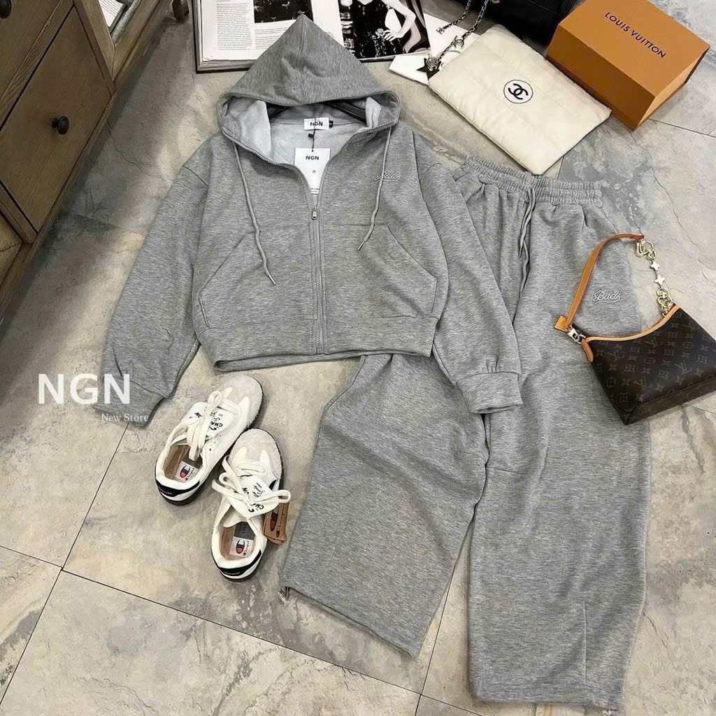 B626 - SET BỘ NỈ LÓT NHUNG GHI THÊU CHỮ BAD