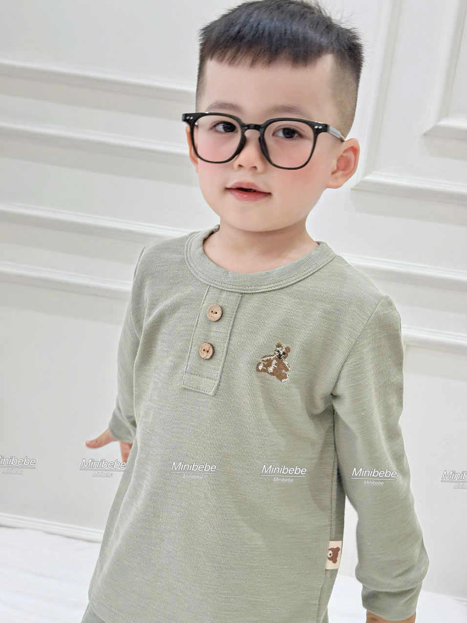 B820 - SET 3 BỘ GẤU GHI XANH NAVY MINT