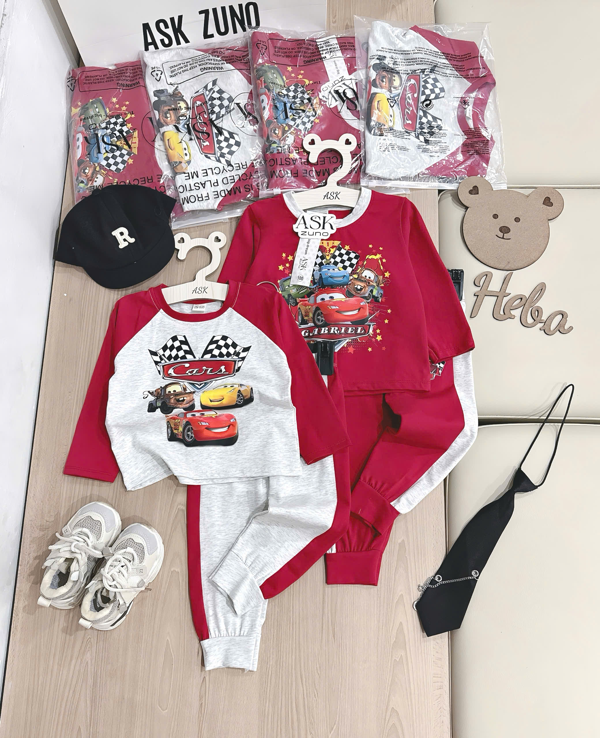 XẢ B888 - SET 2 BỘ Ô TÔ DÀI TAY TONE ĐỎ GHI