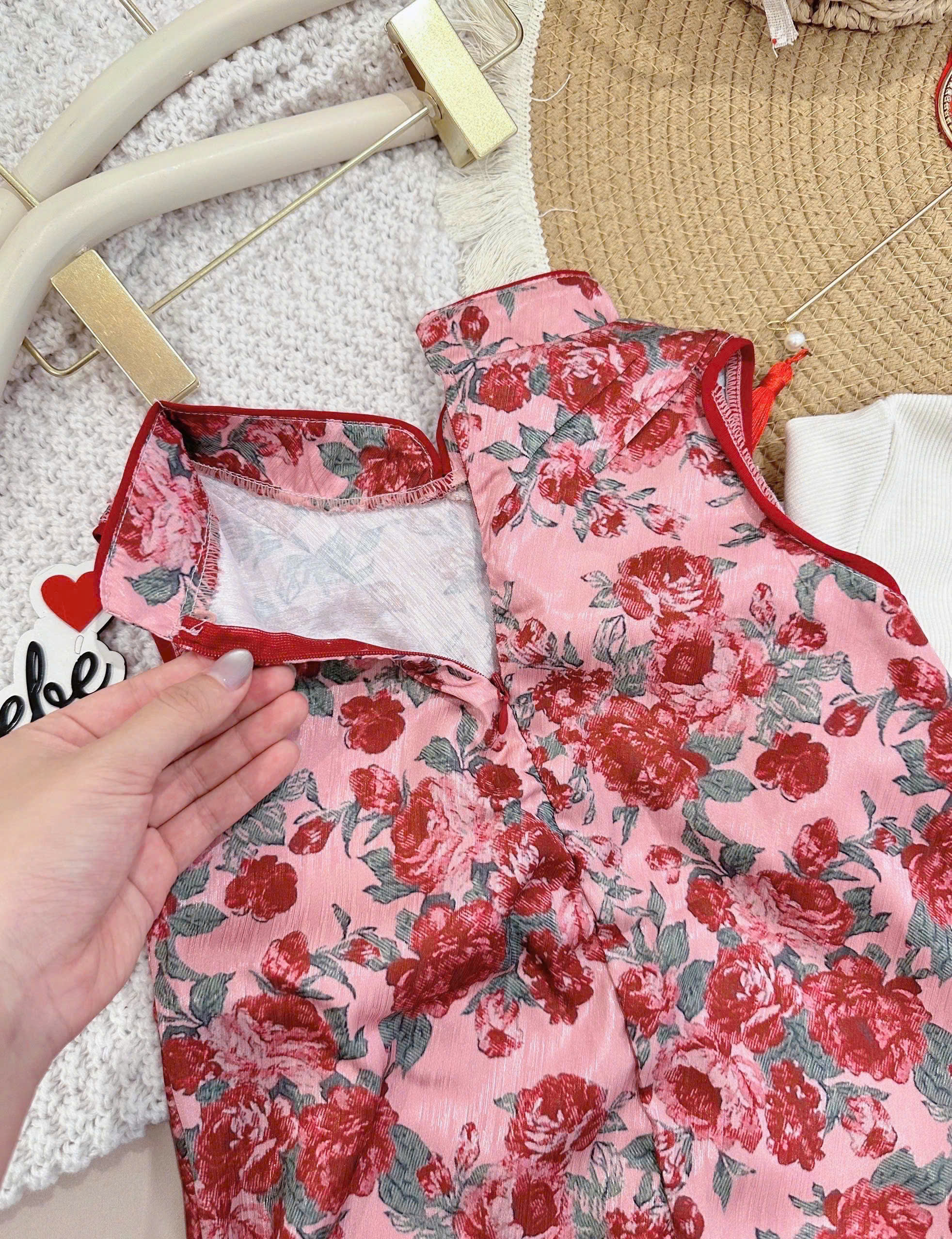 XẢ B987 - SET SƯỜN XÁM HỒNG PHỐI ĐỎ KÈM ÁO GIỮ NHIỆT