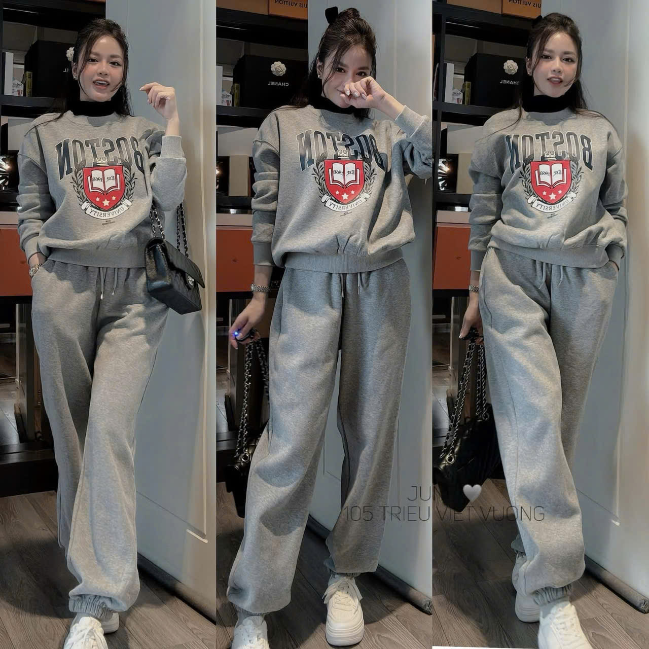 XẢ C02 - SET BỘ NỈ XÁM BOSTON
