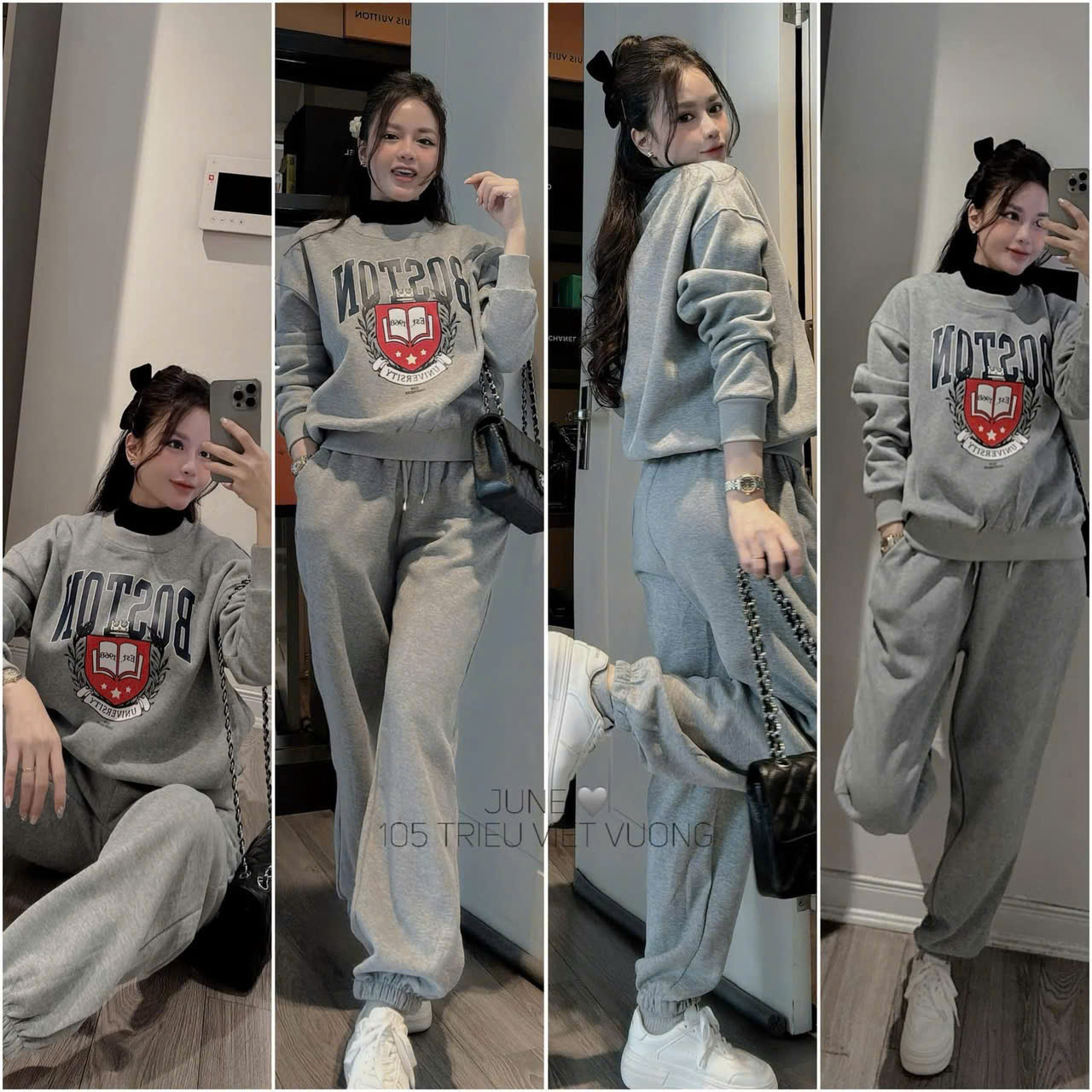 XẢ C02 - SET BỘ NỈ XÁM BOSTON