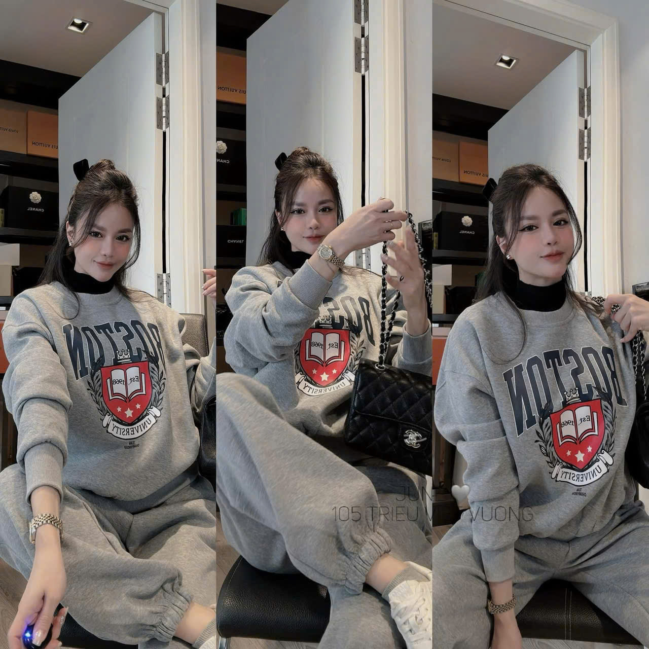 XẢ C02 - SET BỘ NỈ XÁM BOSTON