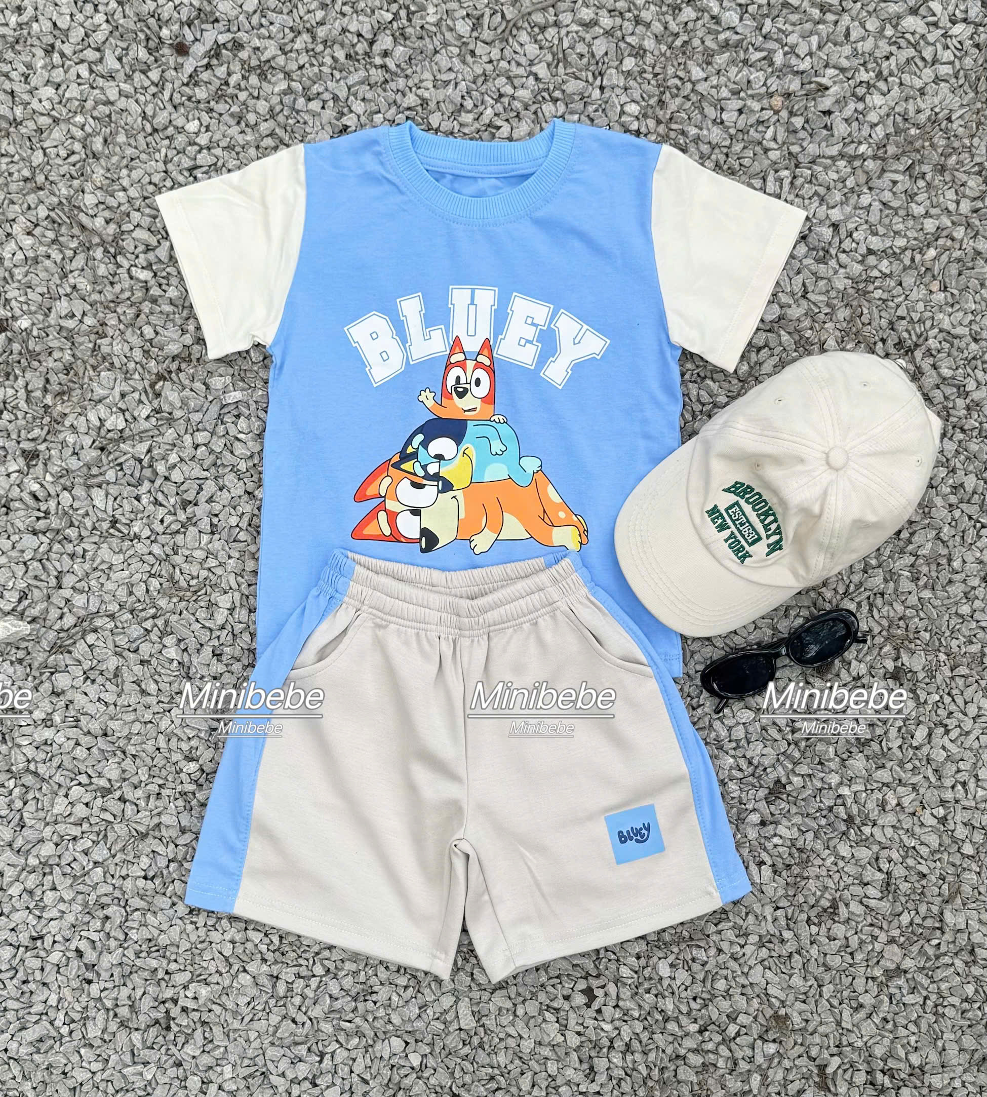 XẢ C291 - SET BỘ BLUEY XANH PHỐI TRẮNG