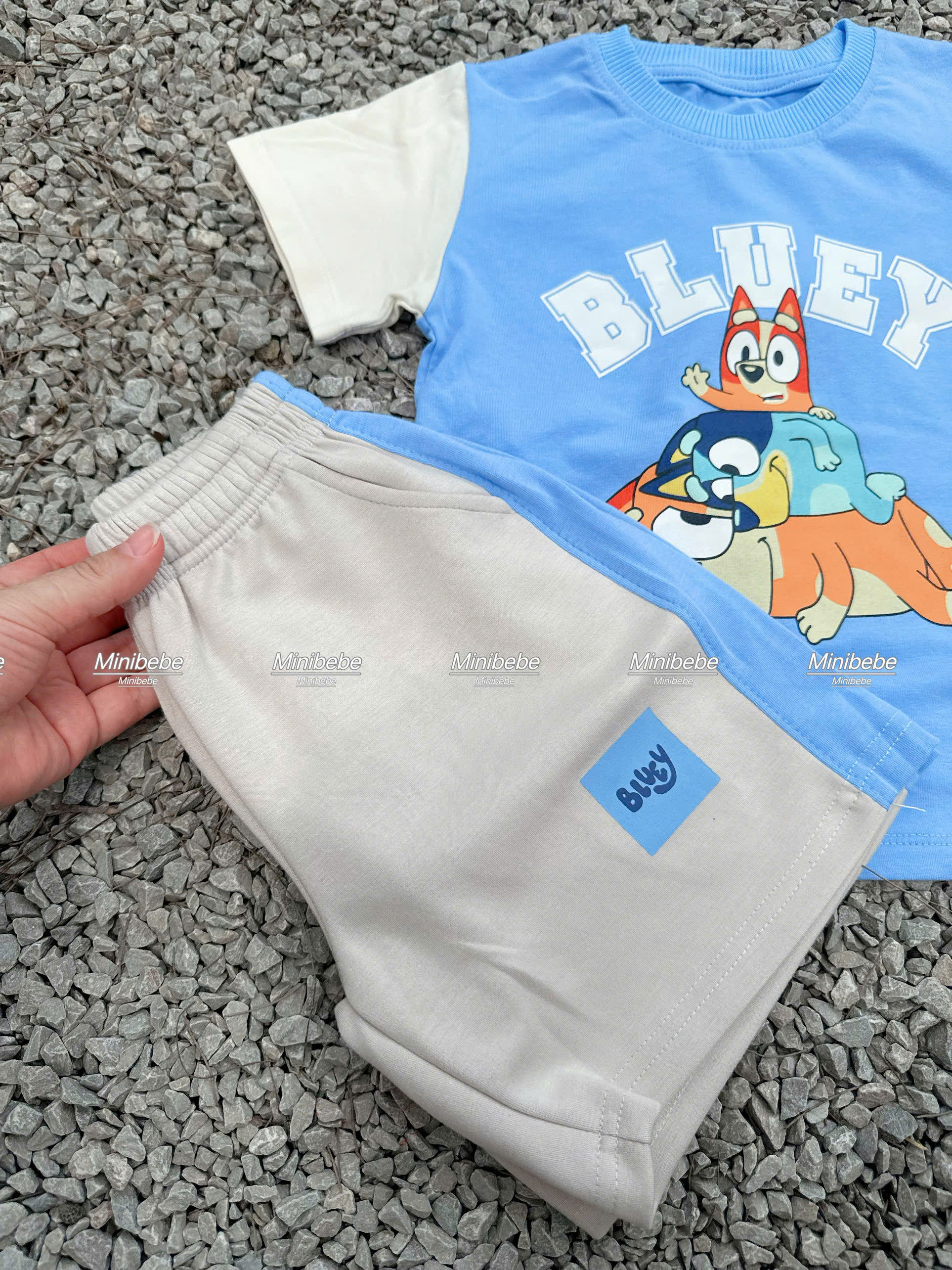 XẢ C291 - SET BỘ BLUEY XANH PHỐI TRẮNG