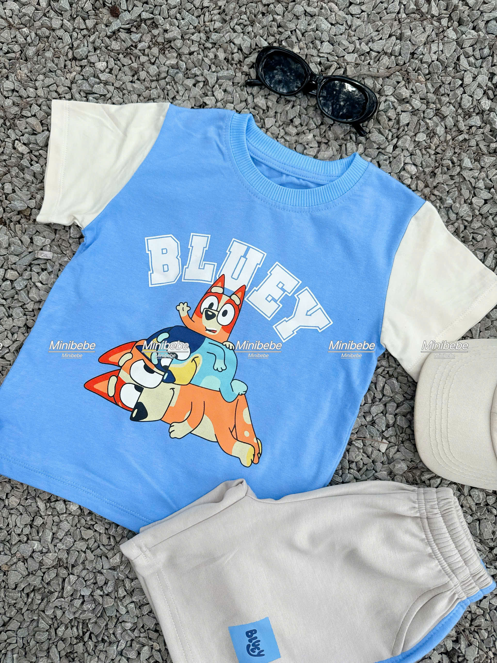 XẢ C291 - SET BỘ BLUEY XANH PHỐI TRẮNG