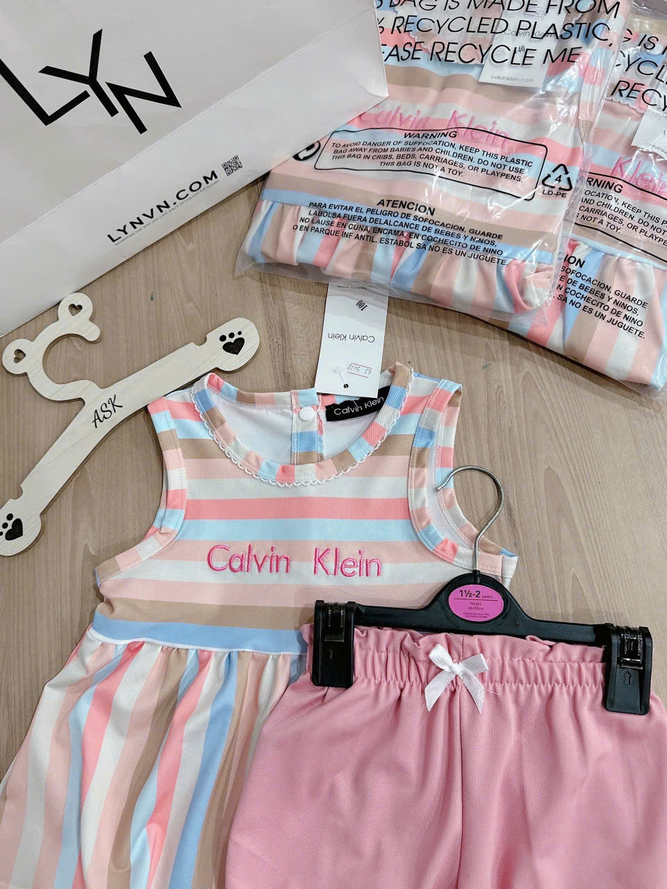 XẢ C330 - SET HỒNG ÁO SÁT NÁCH CK PASTEL QUẦN BO CHUN