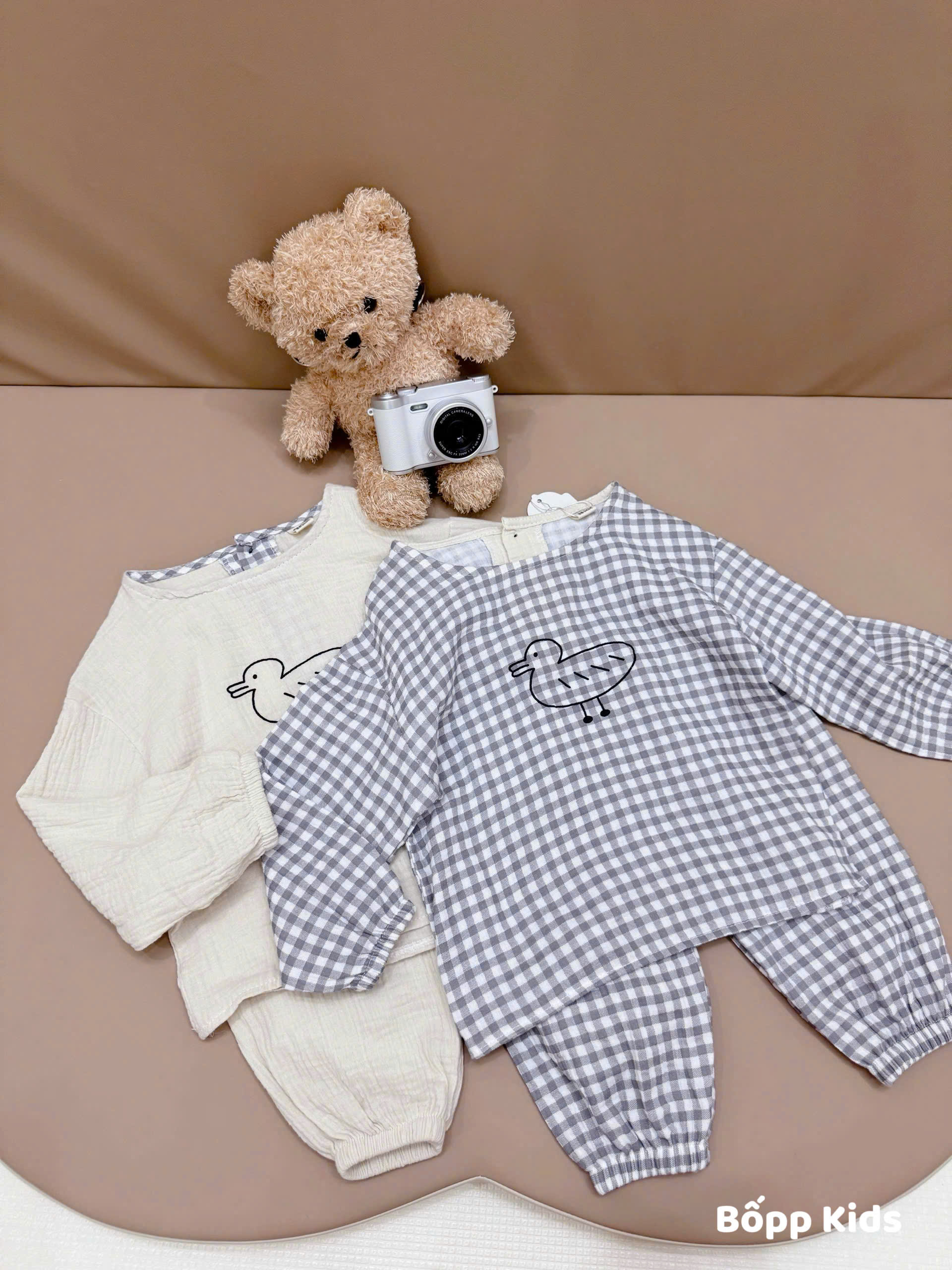 XẢ C360 - SET 2 BỘ PIJAMA XÔ CON VỊT BE KẺ