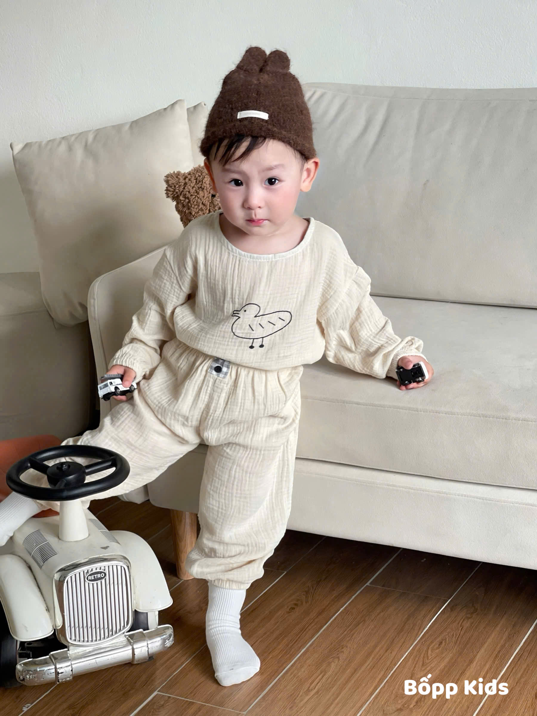 XẢ C360 - SET 2 BỘ PIJAMA XÔ CON VỊT BE KẺ